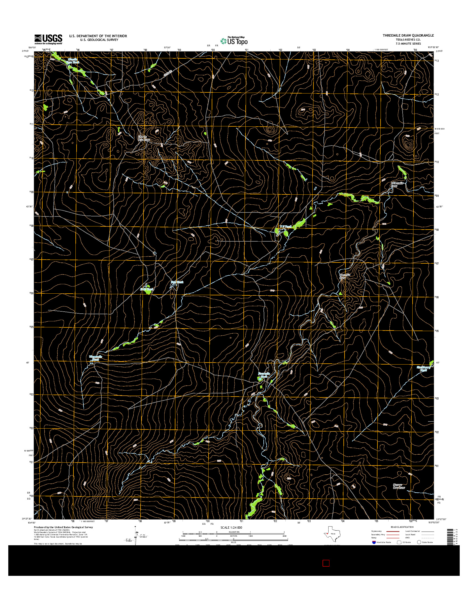 USGS US TOPO 7.5-MINUTE MAP FOR THREEMILE DRAW, TX 2016