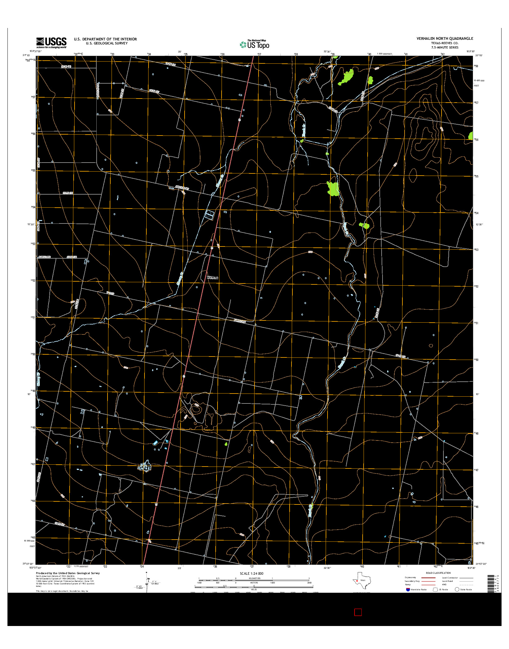 USGS US TOPO 7.5-MINUTE MAP FOR VERHALEN NORTH, TX 2016
