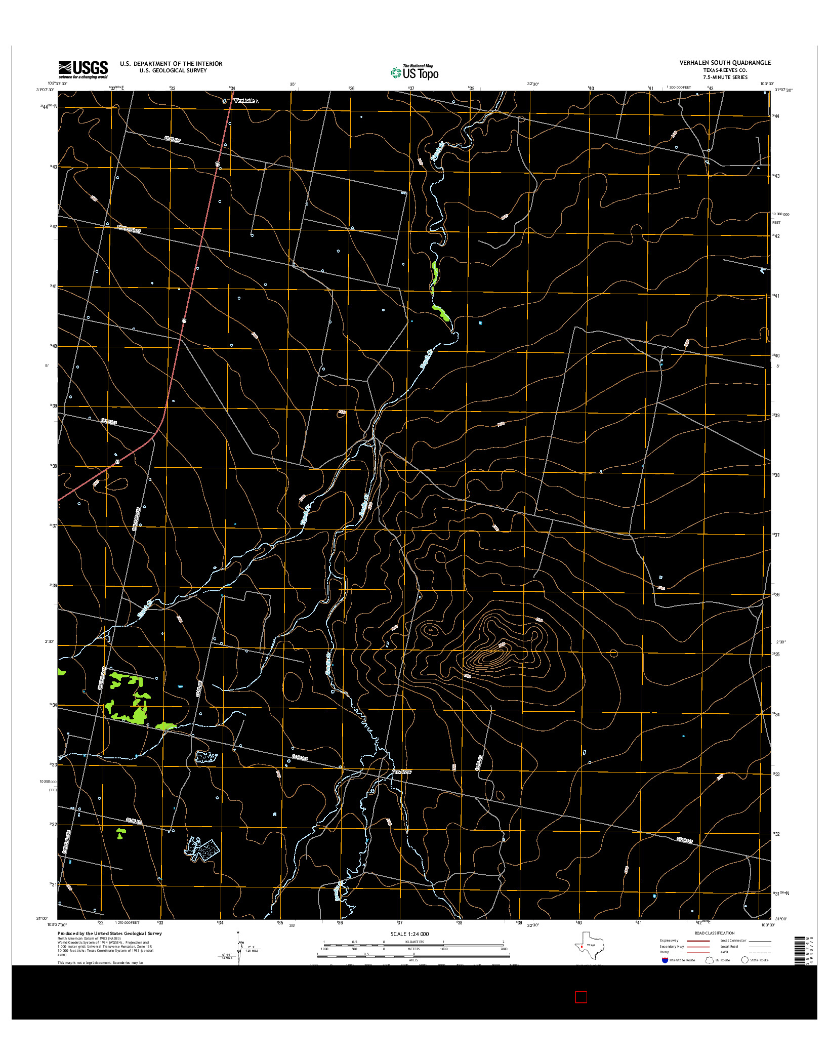 USGS US TOPO 7.5-MINUTE MAP FOR VERHALEN SOUTH, TX 2016