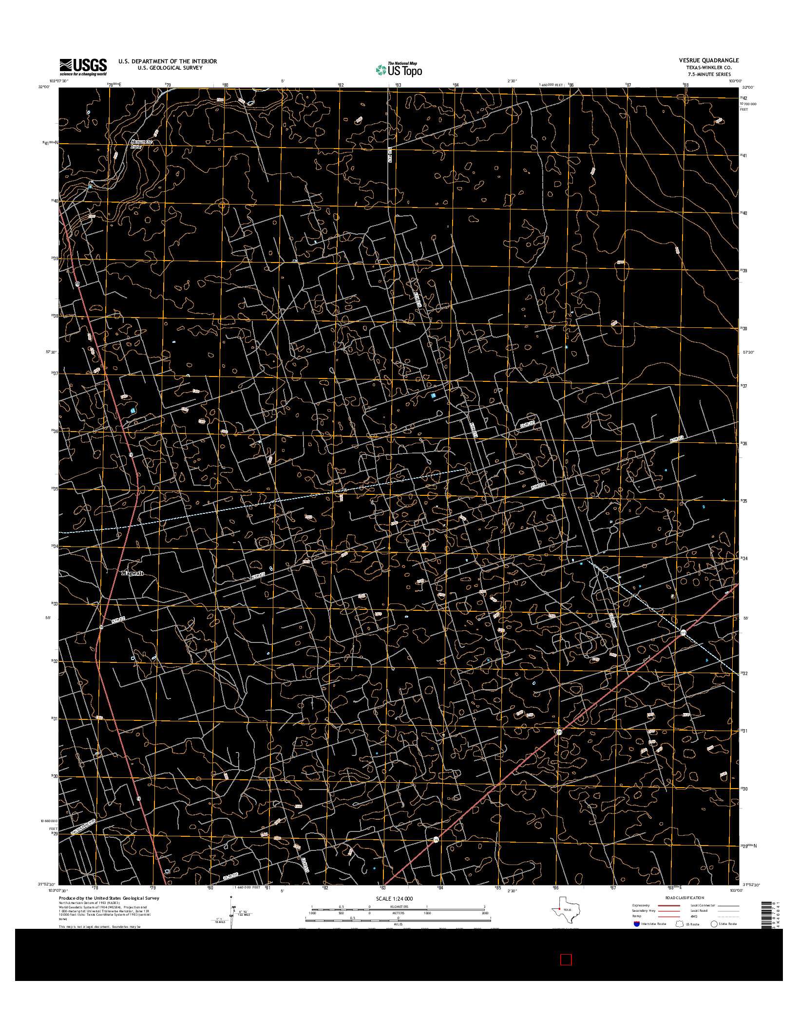 USGS US TOPO 7.5-MINUTE MAP FOR VESRUE, TX 2016