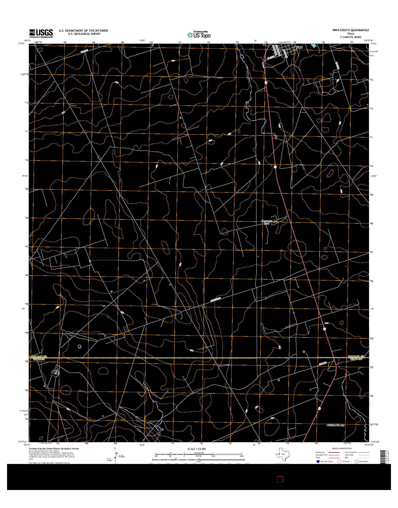 USGS US TOPO 7.5-MINUTE MAP FOR WINK SOUTH, TX 2016