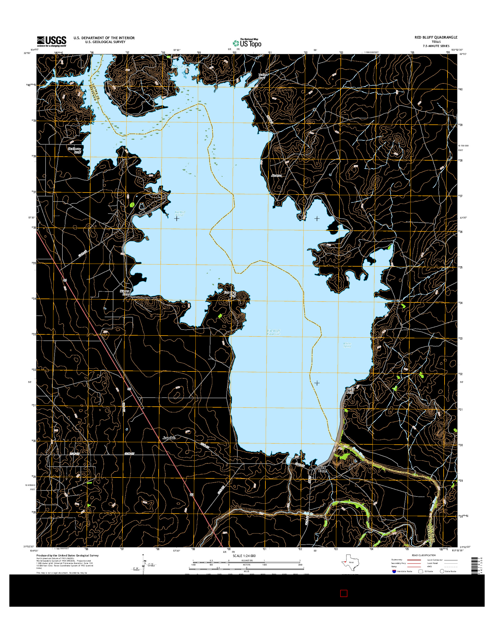 USGS US TOPO 7.5-MINUTE MAP FOR RED BLUFF, TX 2016