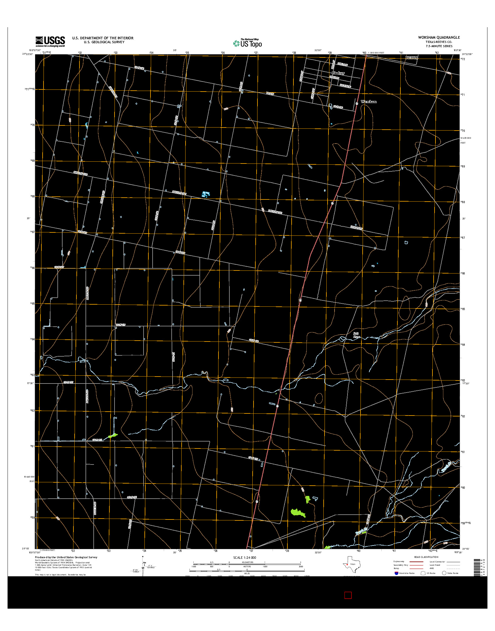 USGS US TOPO 7.5-MINUTE MAP FOR WORSHAM, TX 2016