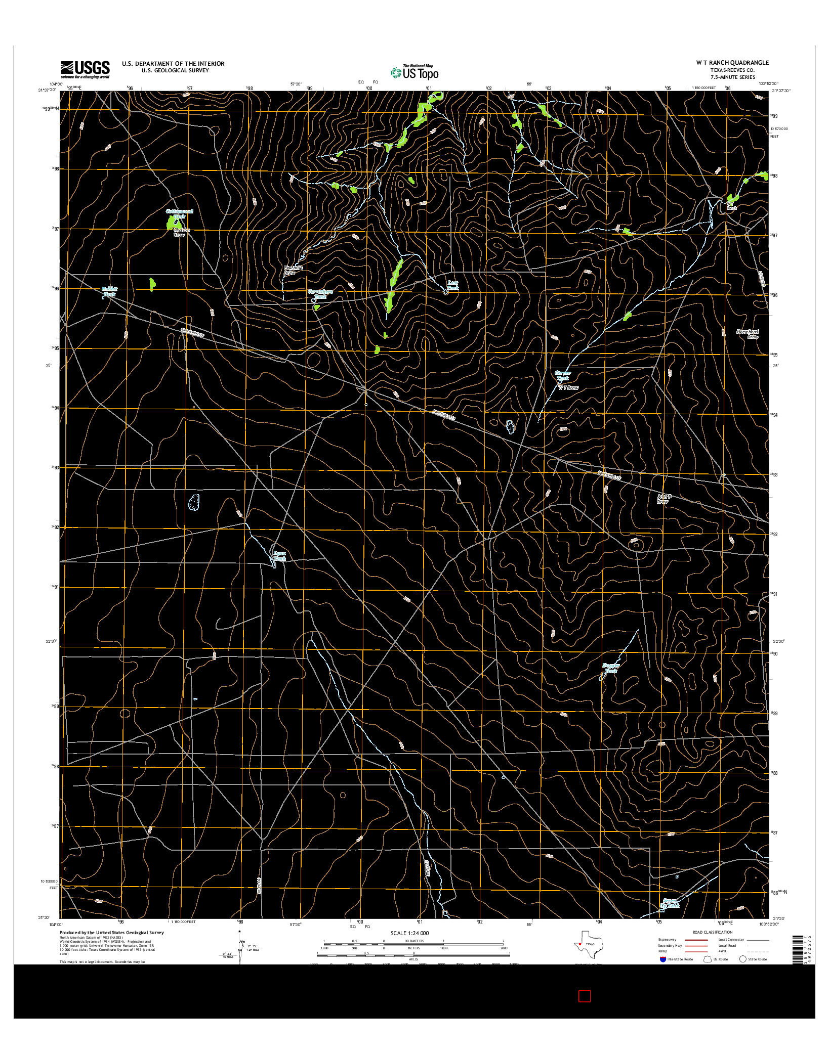 USGS US TOPO 7.5-MINUTE MAP FOR W T RANCH, TX 2016