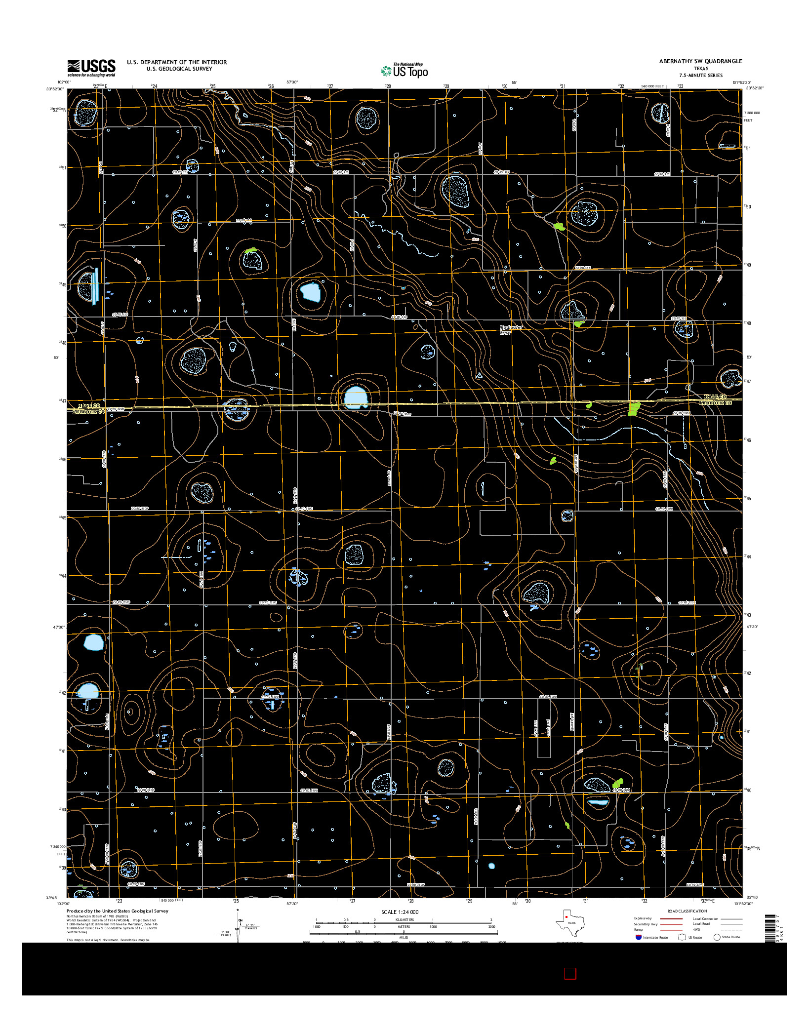 USGS US TOPO 7.5-MINUTE MAP FOR ABERNATHY SW, TX 2016