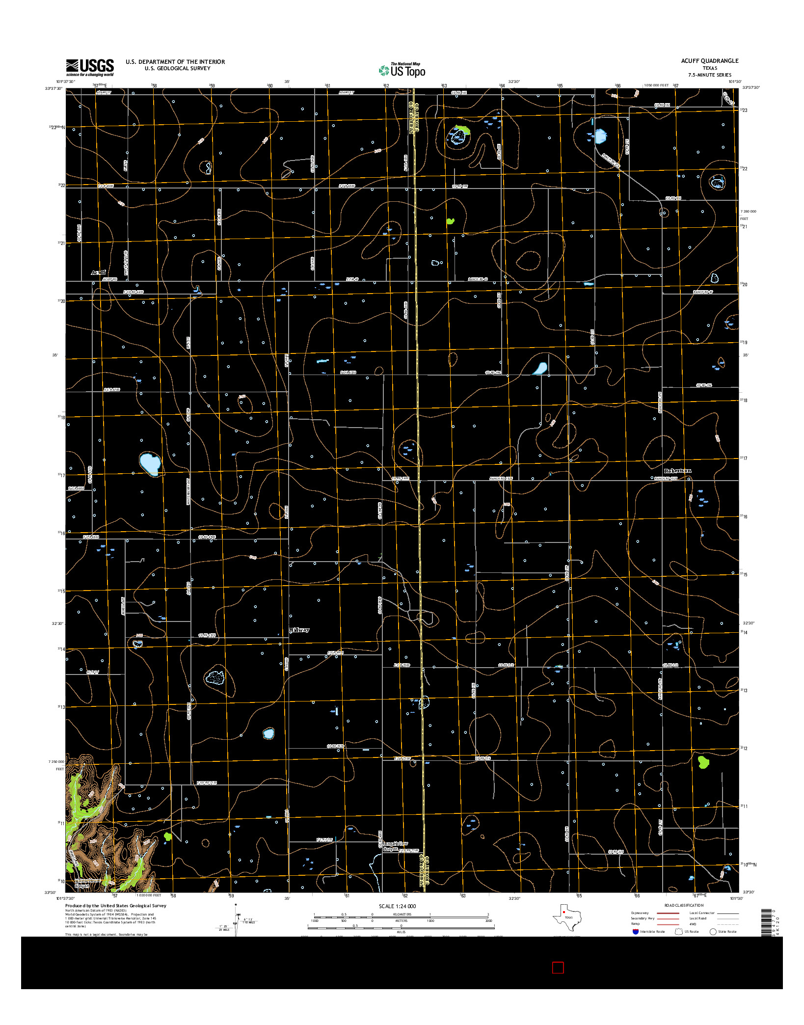 USGS US TOPO 7.5-MINUTE MAP FOR ACUFF, TX 2016