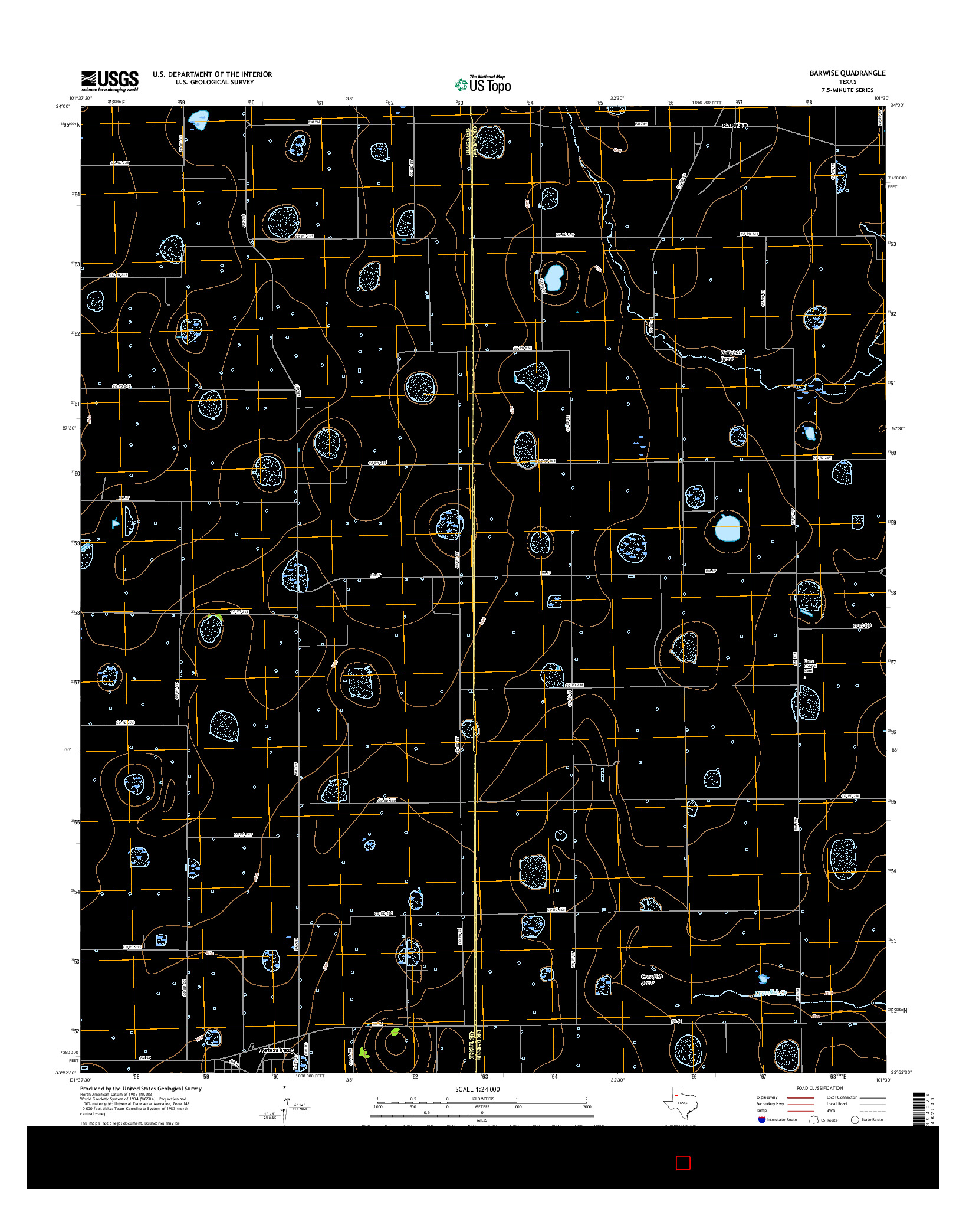 USGS US TOPO 7.5-MINUTE MAP FOR BARWISE, TX 2016