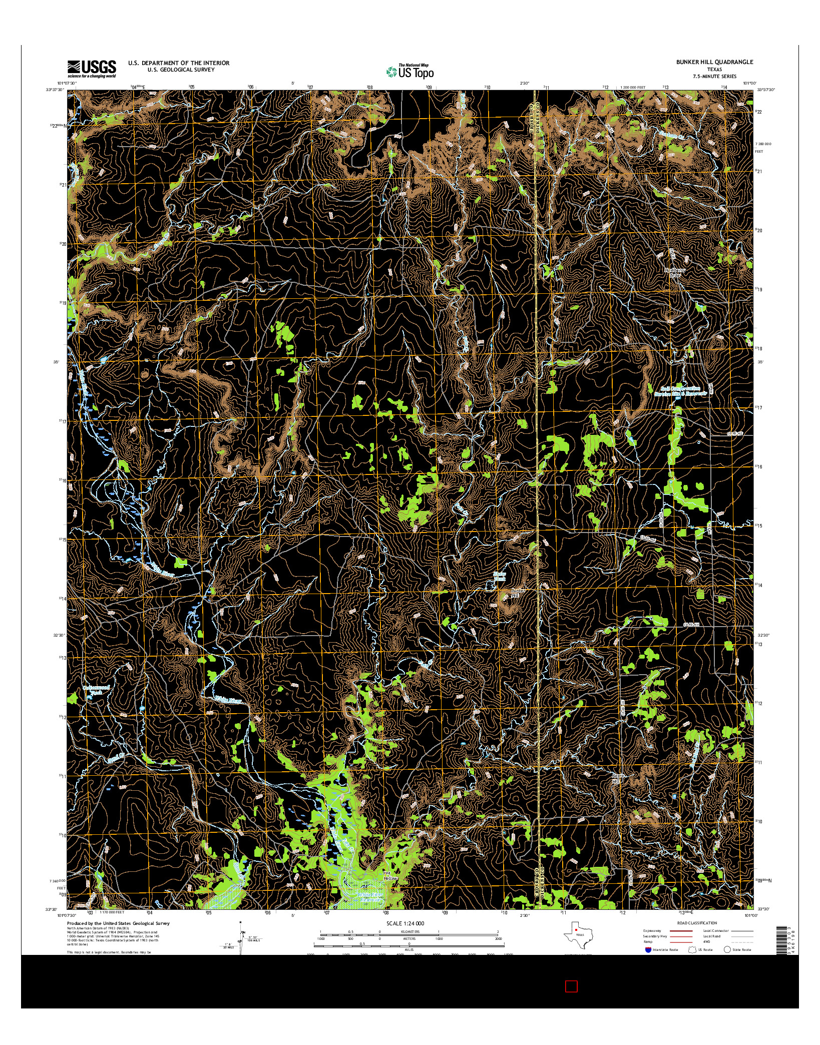 USGS US TOPO 7.5-MINUTE MAP FOR BUNKER HILL, TX 2016