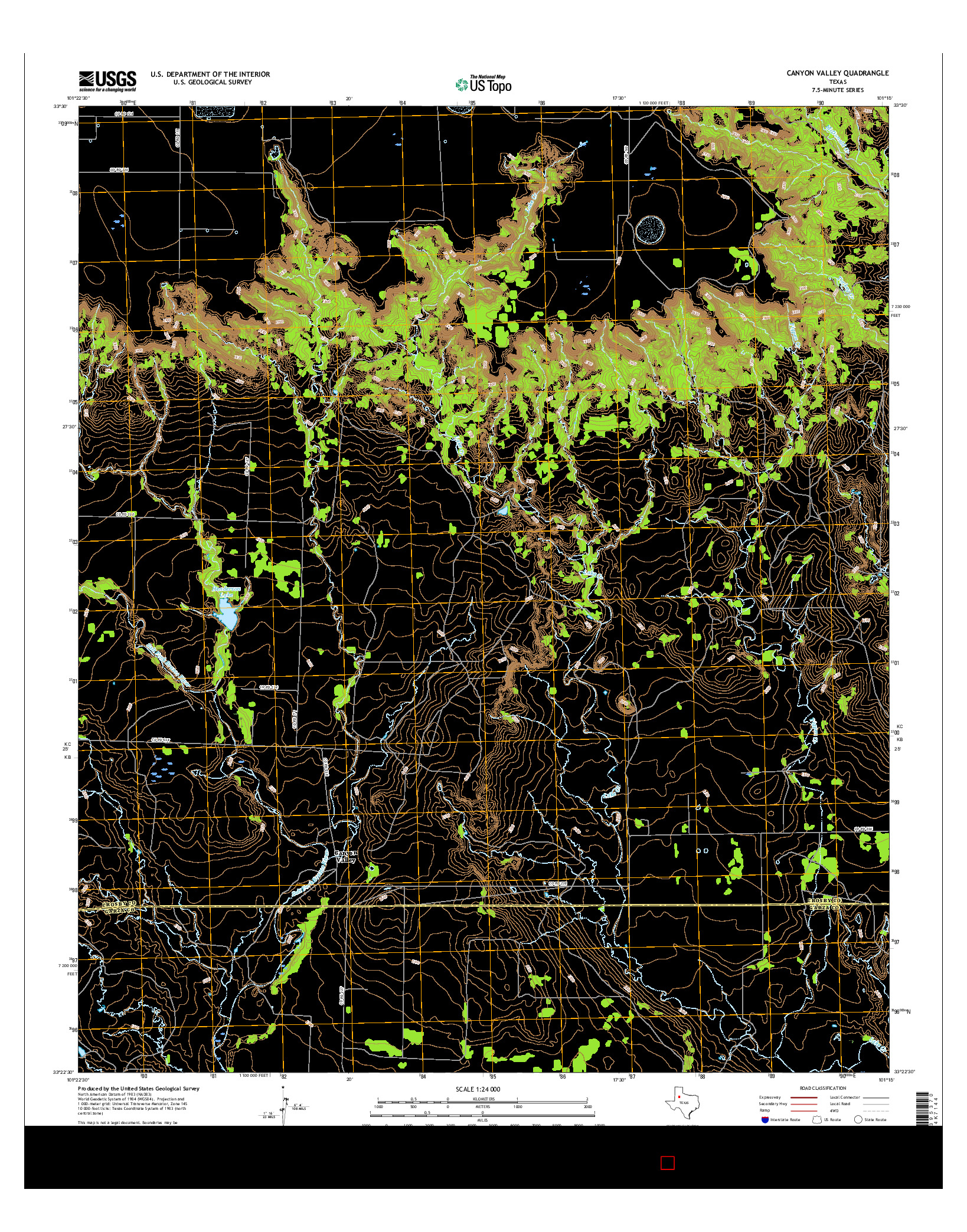 USGS US TOPO 7.5-MINUTE MAP FOR CANYON VALLEY, TX 2016