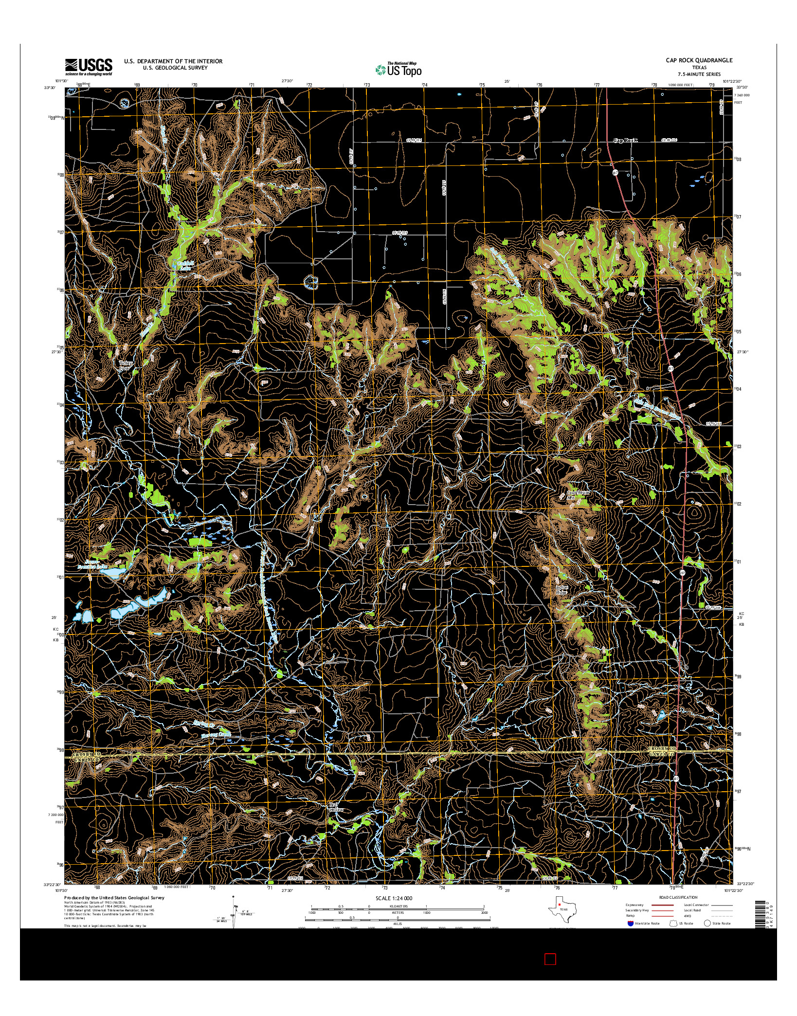 USGS US TOPO 7.5-MINUTE MAP FOR CAP ROCK, TX 2016