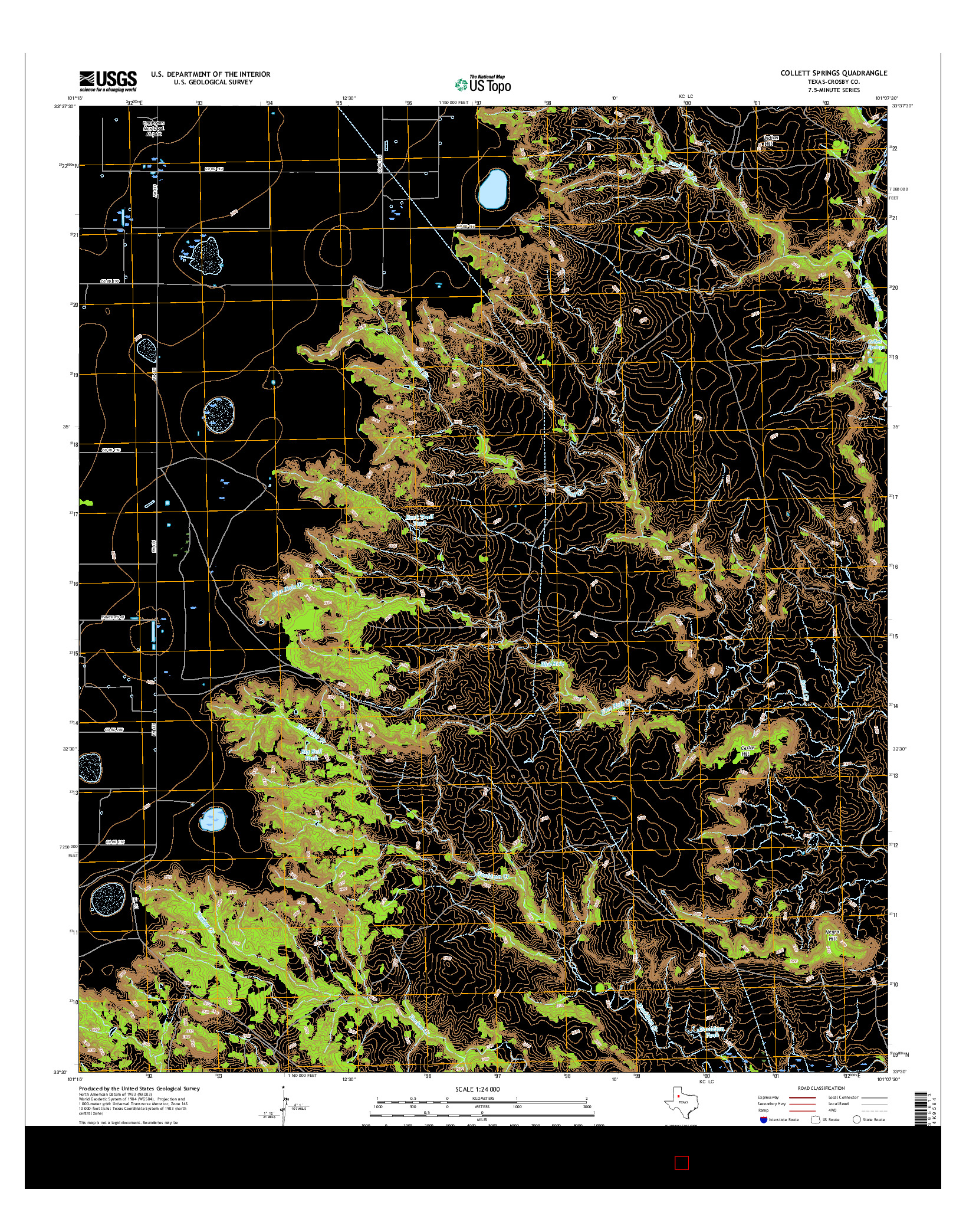 USGS US TOPO 7.5-MINUTE MAP FOR COLLETT SPRINGS, TX 2016