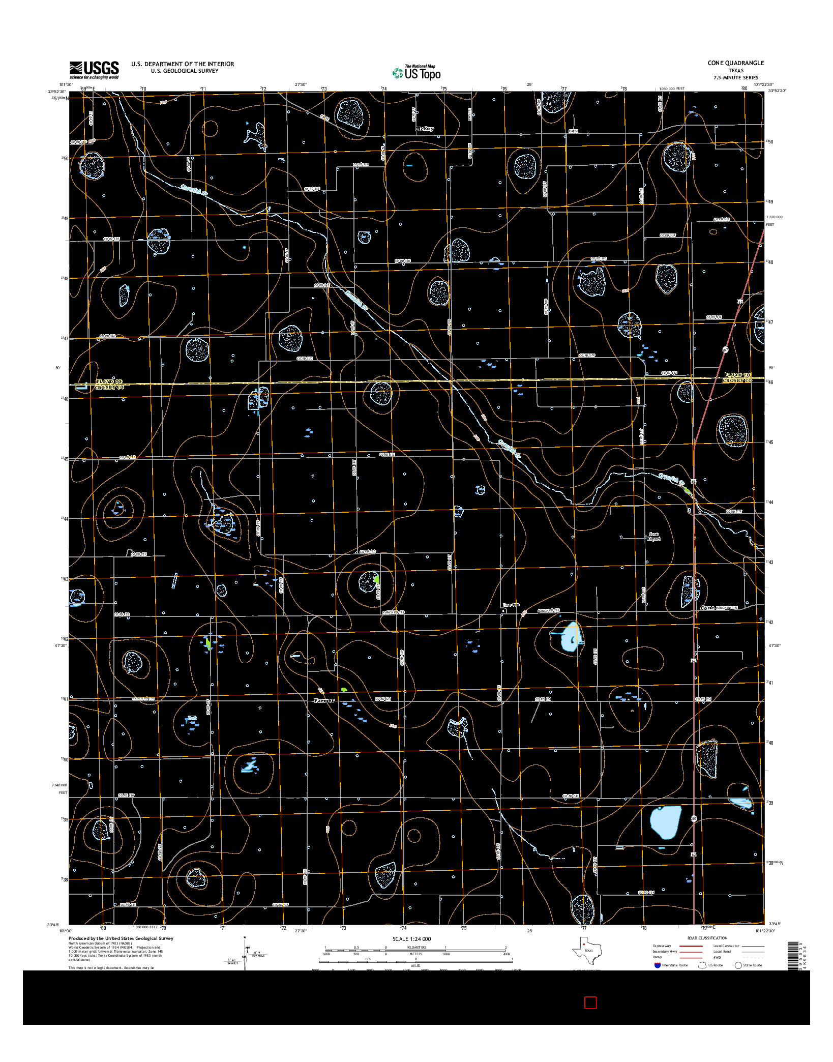 USGS US TOPO 7.5-MINUTE MAP FOR CONE, TX 2016