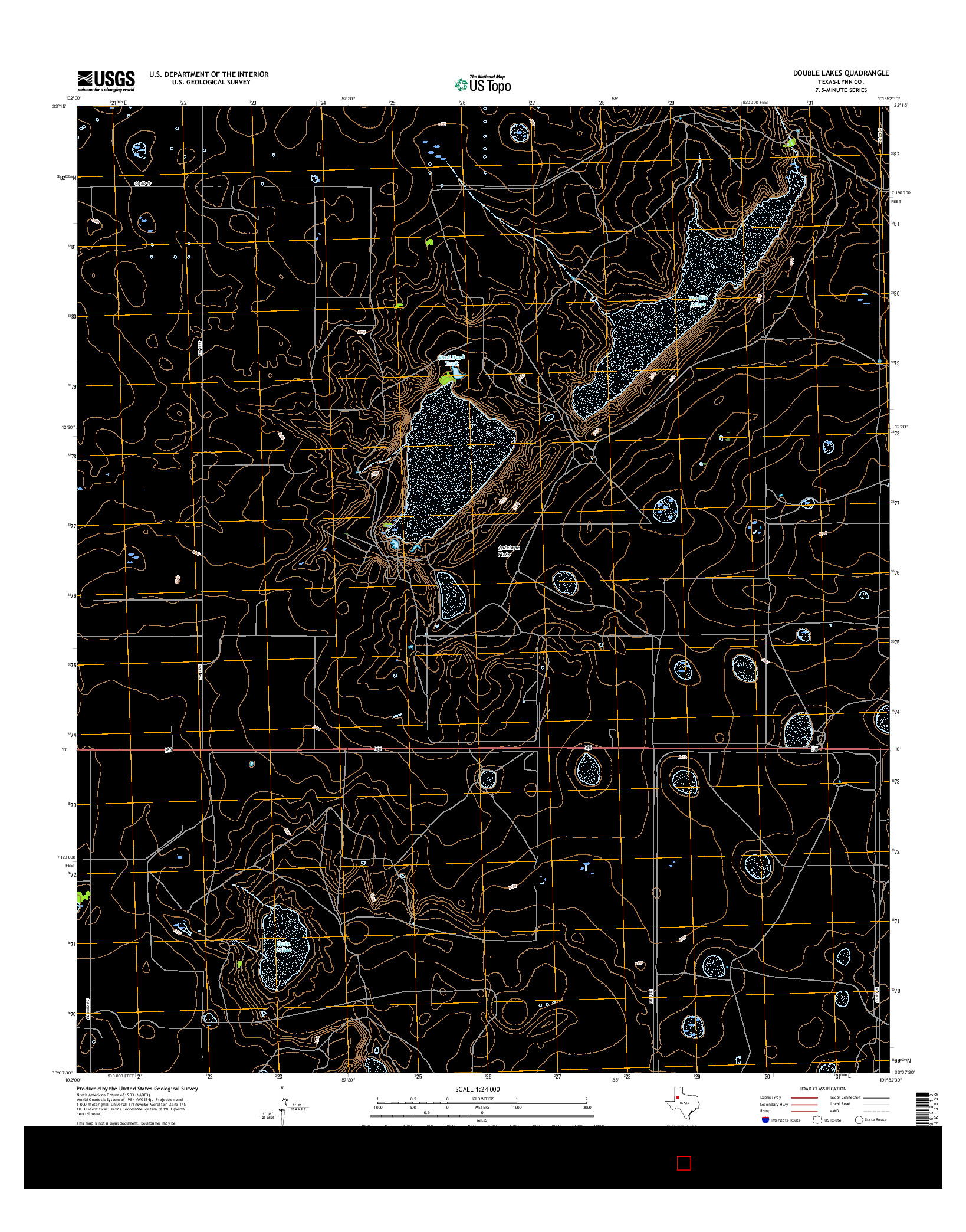 USGS US TOPO 7.5-MINUTE MAP FOR DOUBLE LAKES, TX 2016