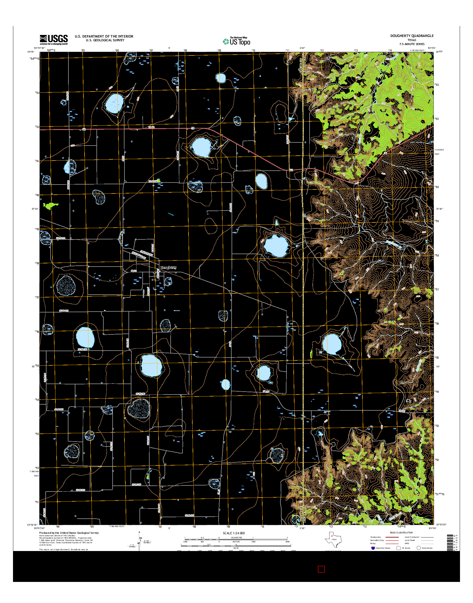 USGS US TOPO 7.5-MINUTE MAP FOR DOUGHERTY, TX 2016