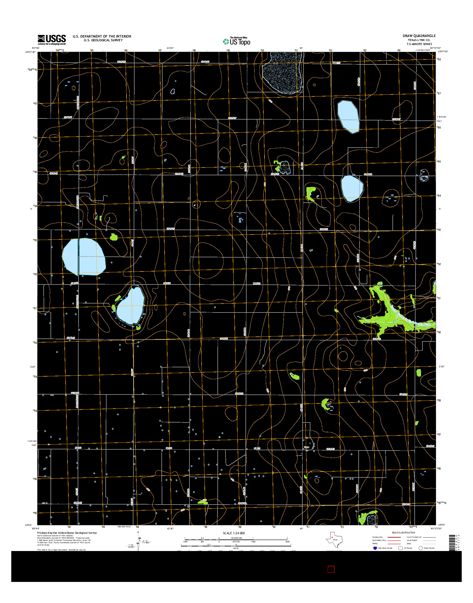 USGS US TOPO 7.5-MINUTE MAP FOR DRAW, TX 2016