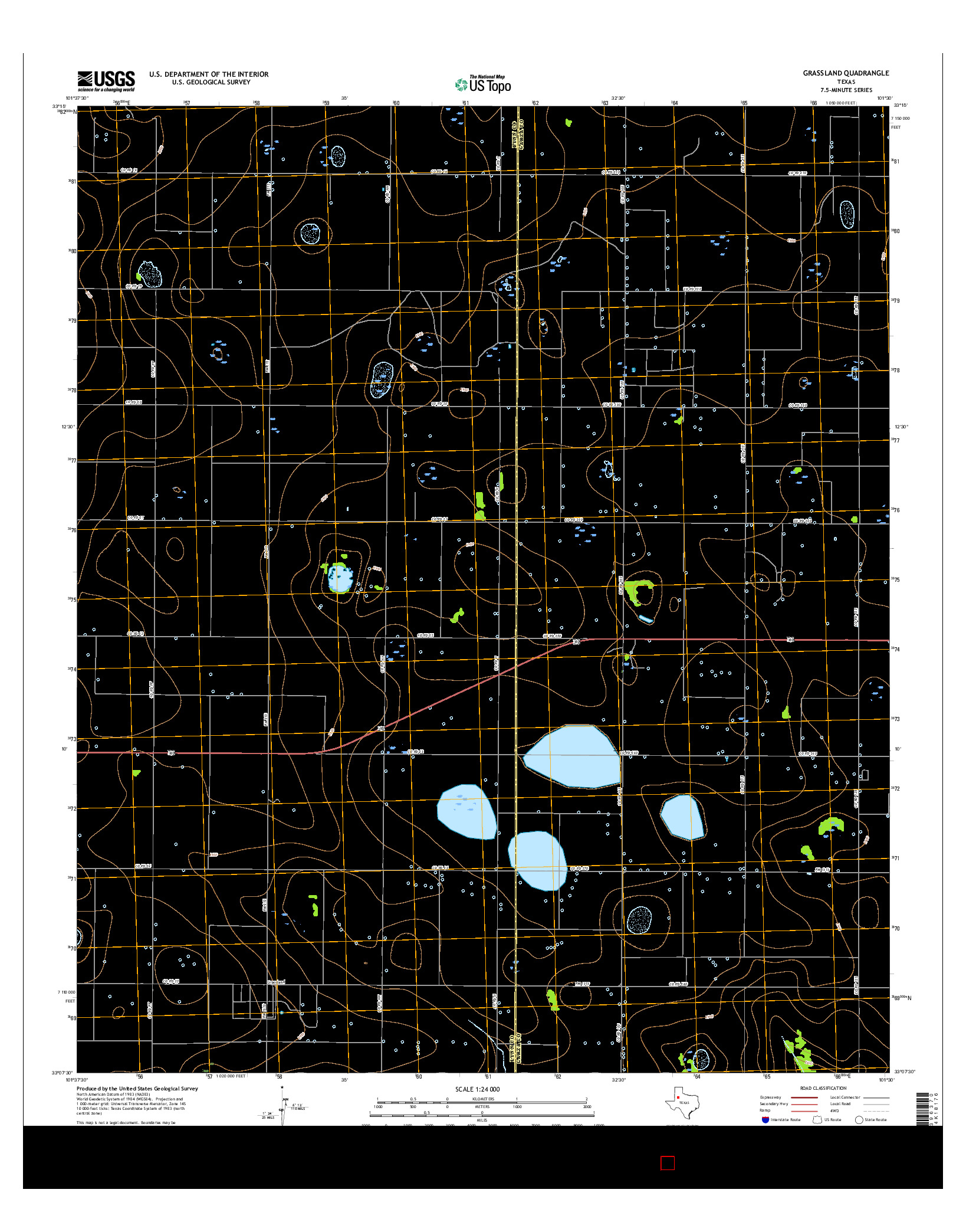 USGS US TOPO 7.5-MINUTE MAP FOR GRASSLAND, TX 2016