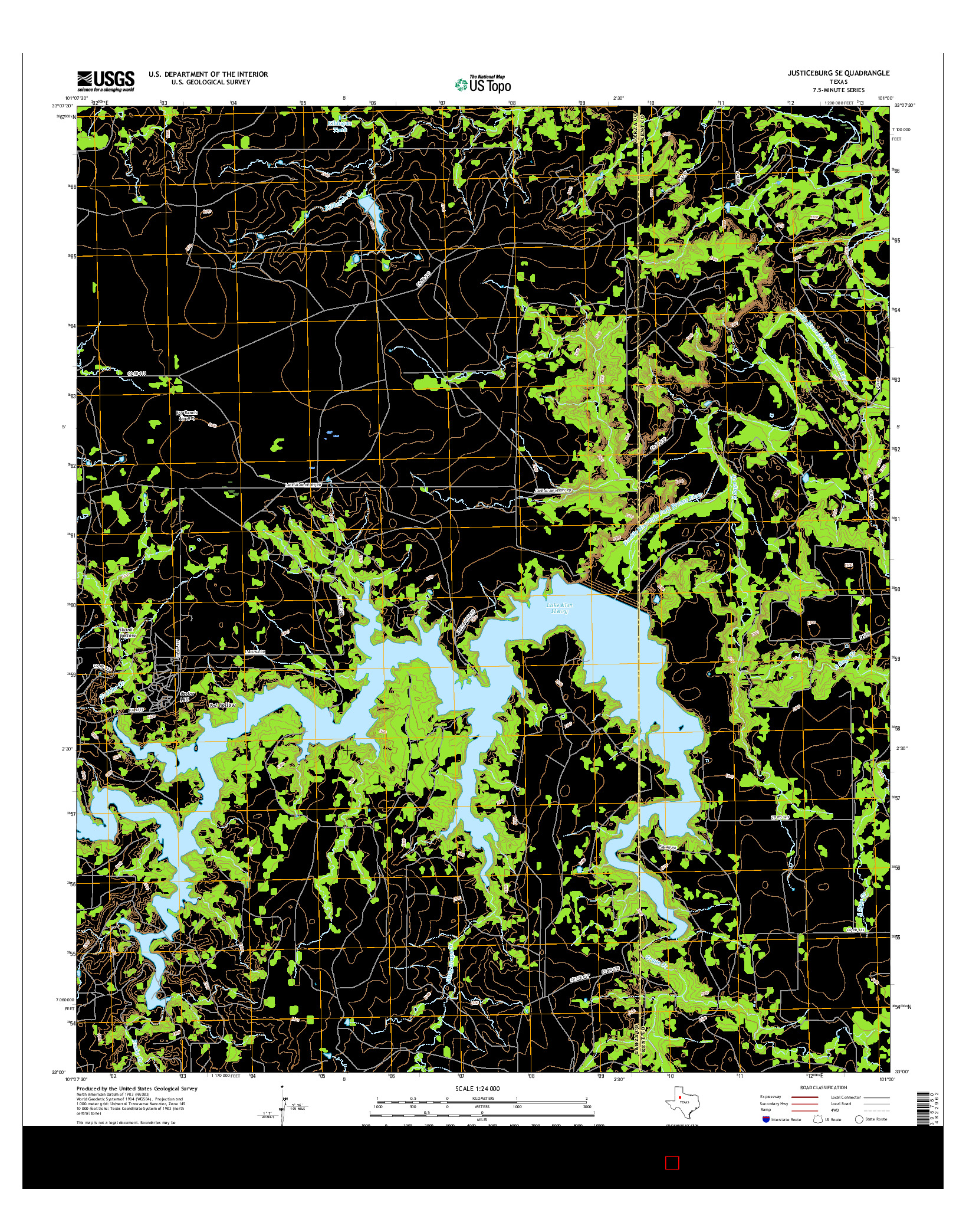 USGS US TOPO 7.5-MINUTE MAP FOR JUSTICEBURG SE, TX 2016