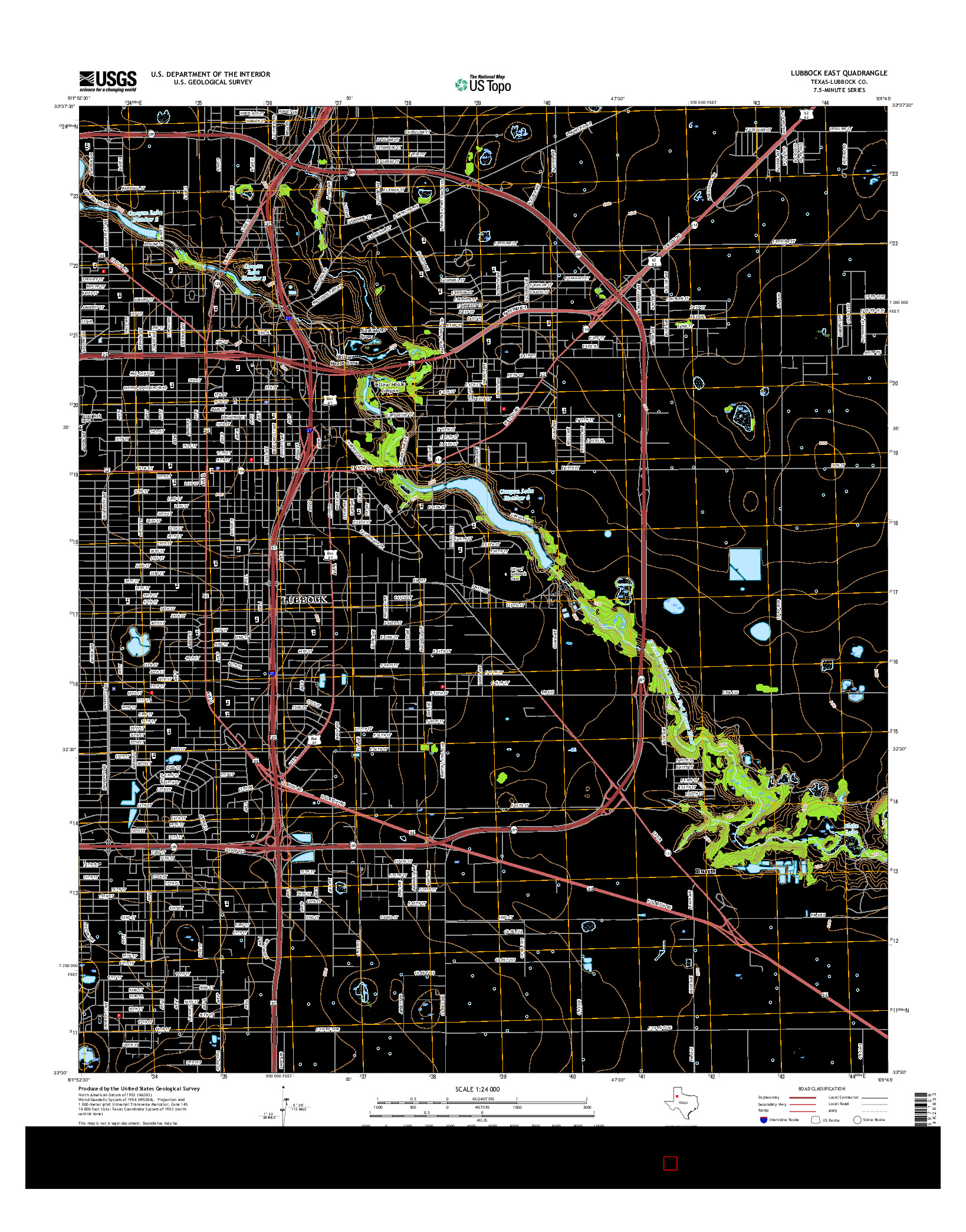 USGS US TOPO 7.5-MINUTE MAP FOR LUBBOCK EAST, TX 2016