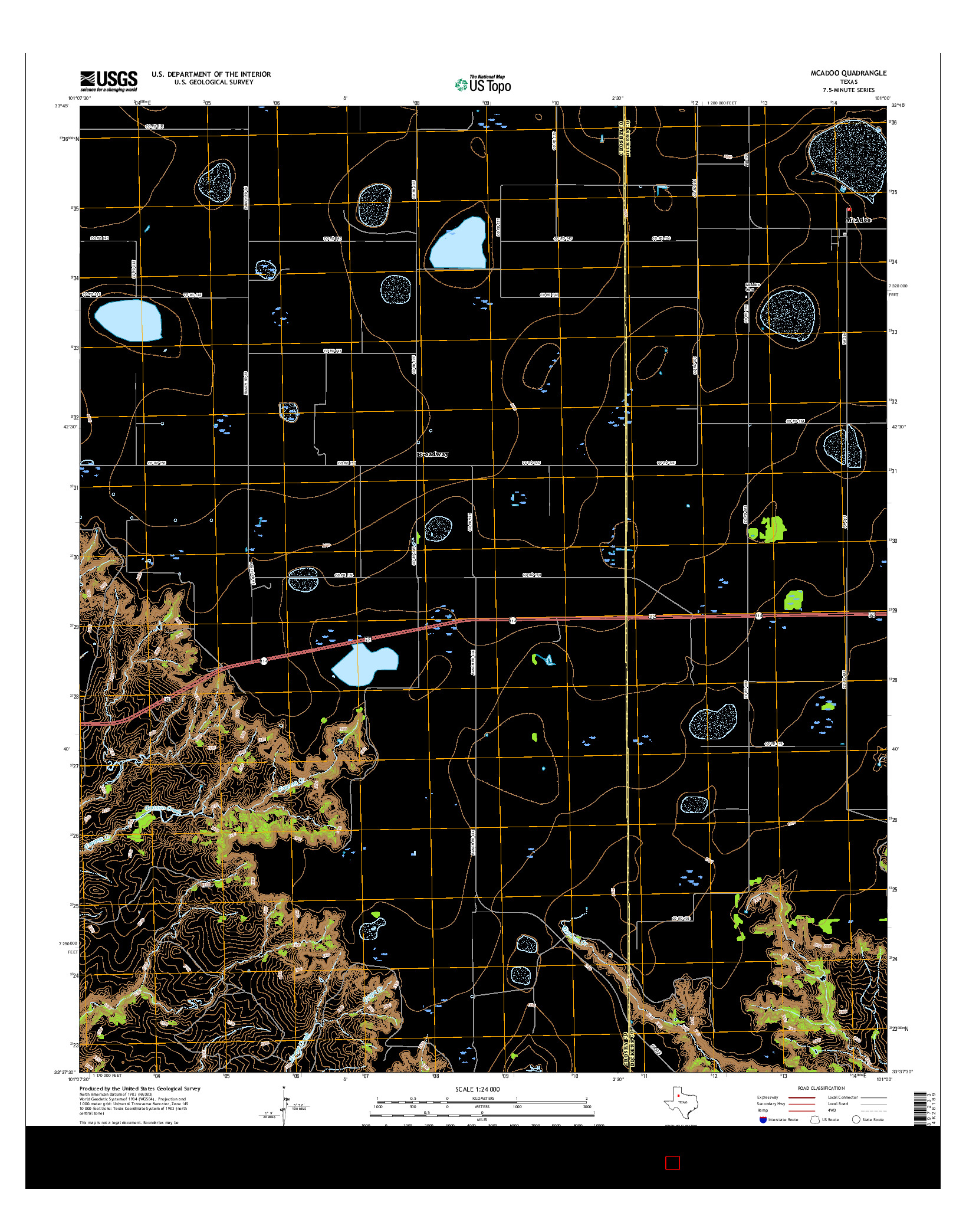 USGS US TOPO 7.5-MINUTE MAP FOR MCADOO, TX 2016