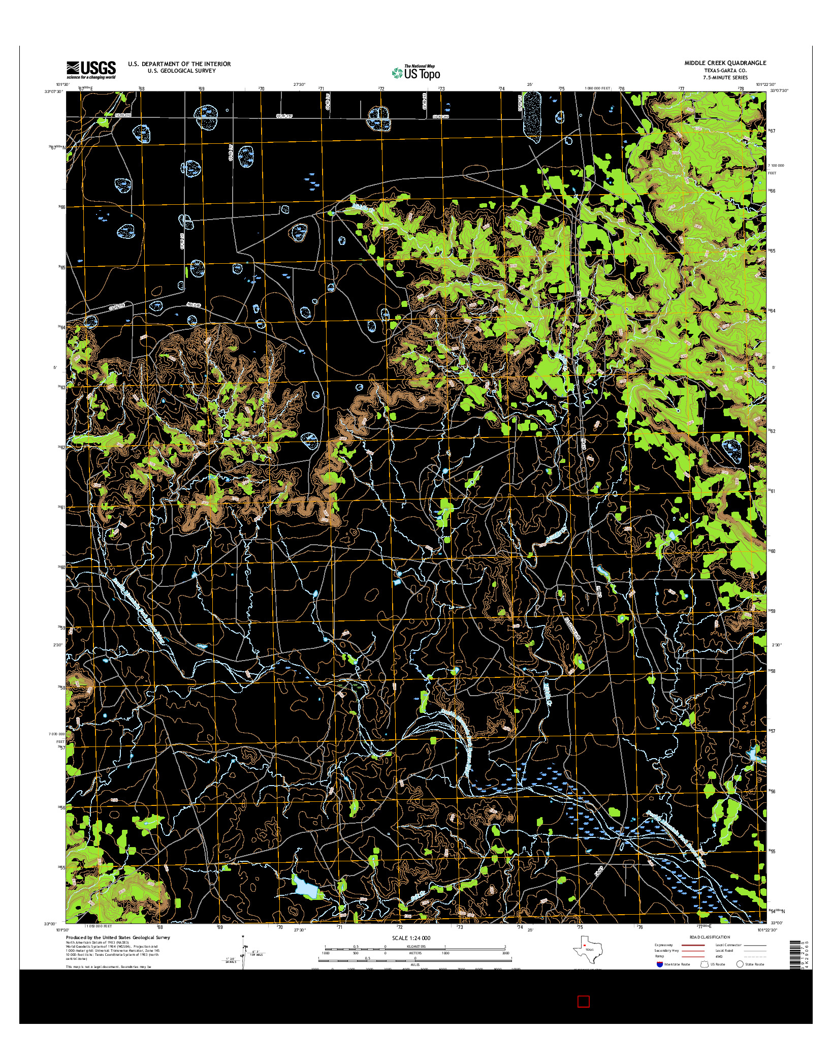 USGS US TOPO 7.5-MINUTE MAP FOR MIDDLE CREEK, TX 2016