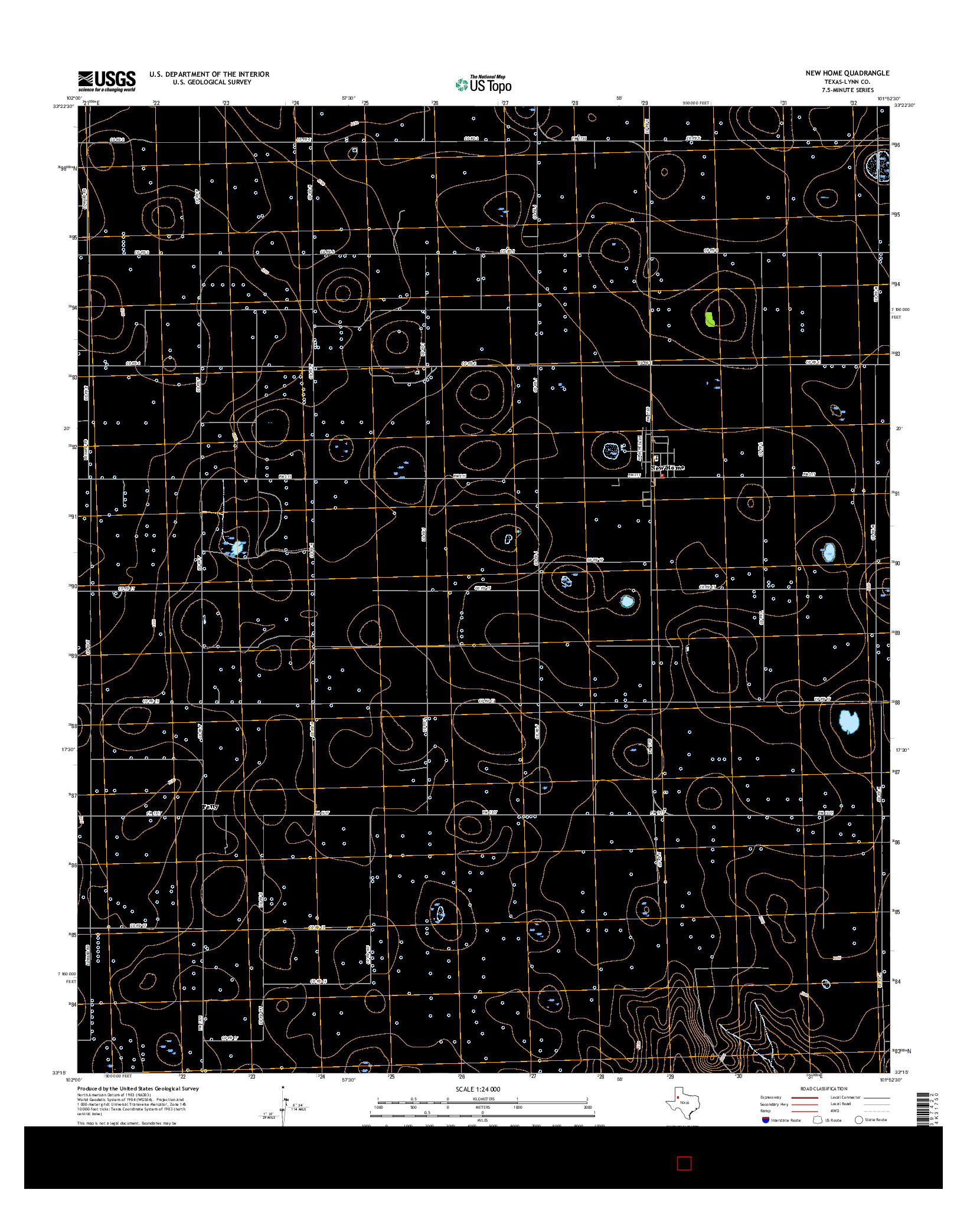 USGS US TOPO 7.5-MINUTE MAP FOR NEW HOME, TX 2016