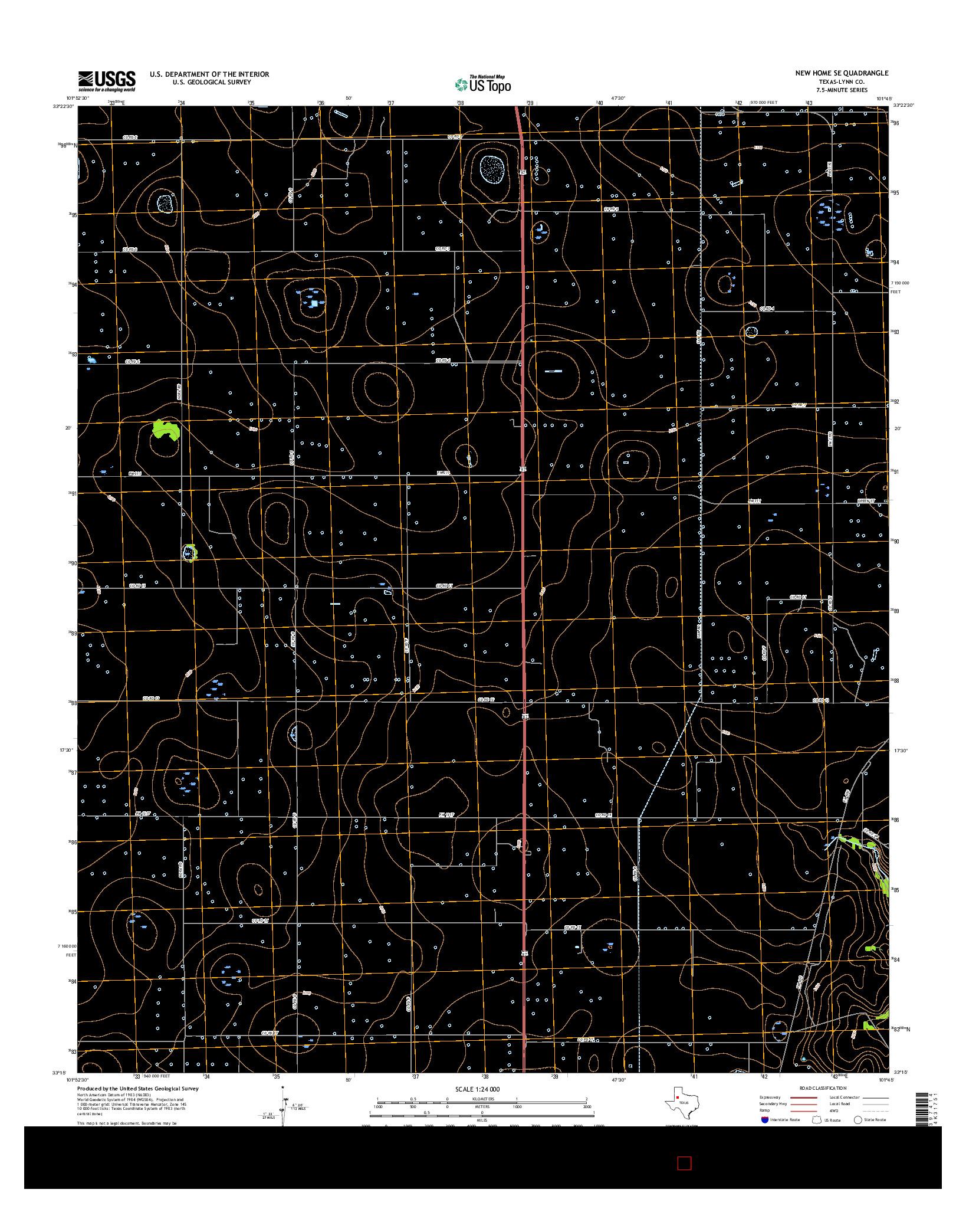 USGS US TOPO 7.5-MINUTE MAP FOR NEW HOME SE, TX 2016