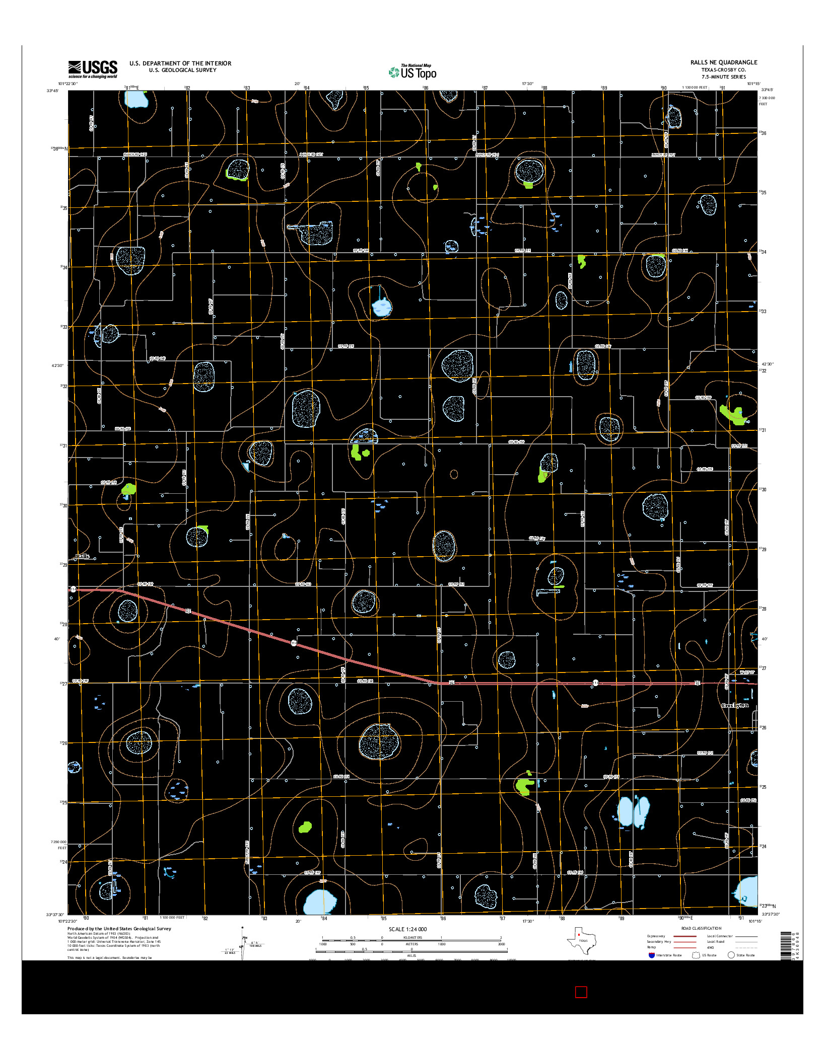 USGS US TOPO 7.5-MINUTE MAP FOR RALLS NE, TX 2016