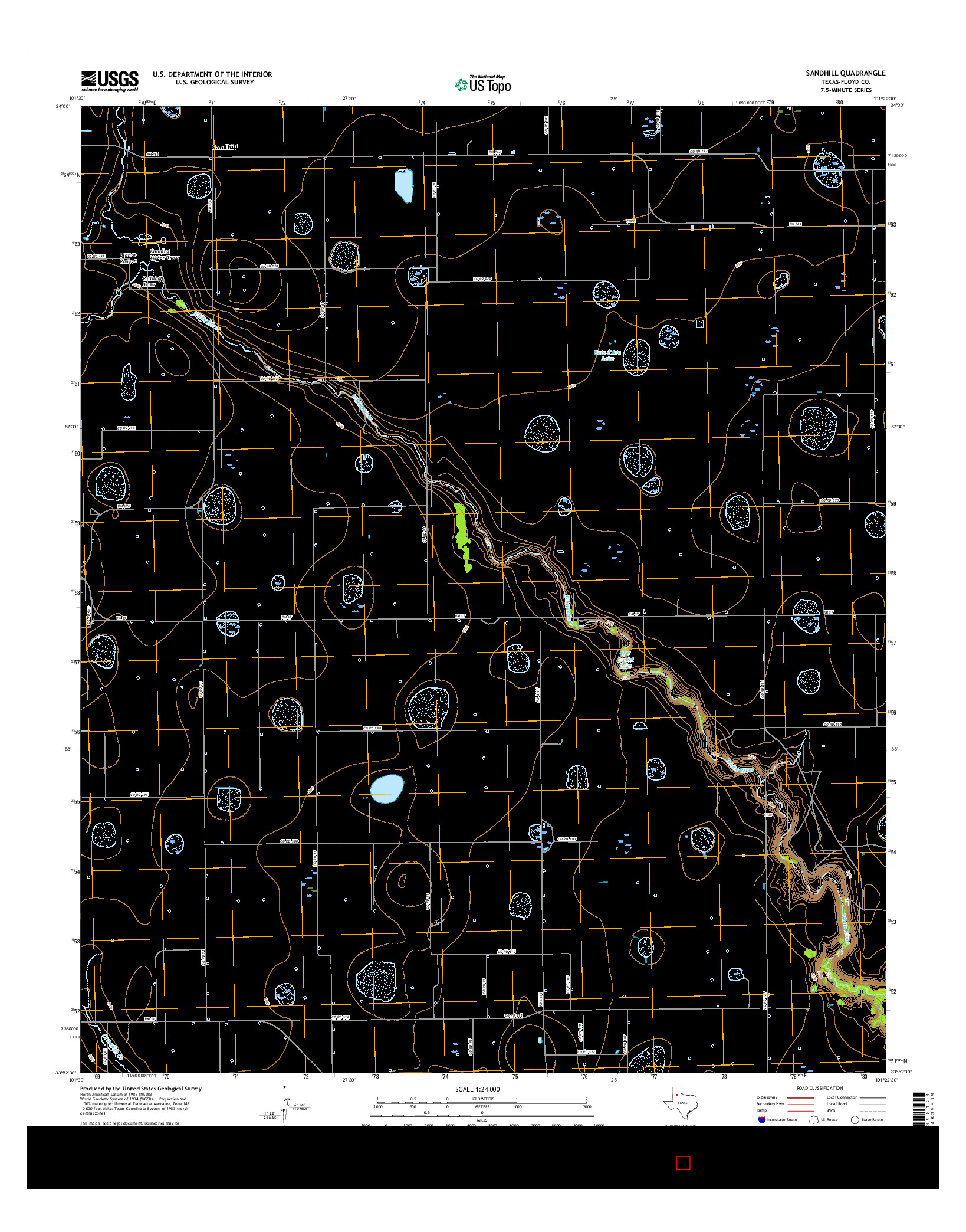 USGS US TOPO 7.5-MINUTE MAP FOR SANDHILL, TX 2016