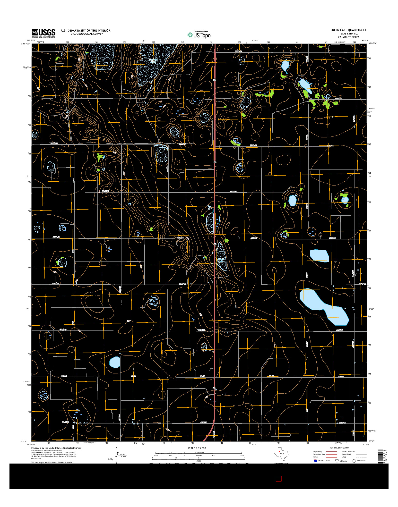 USGS US TOPO 7.5-MINUTE MAP FOR SKEEN LAKE, TX 2016