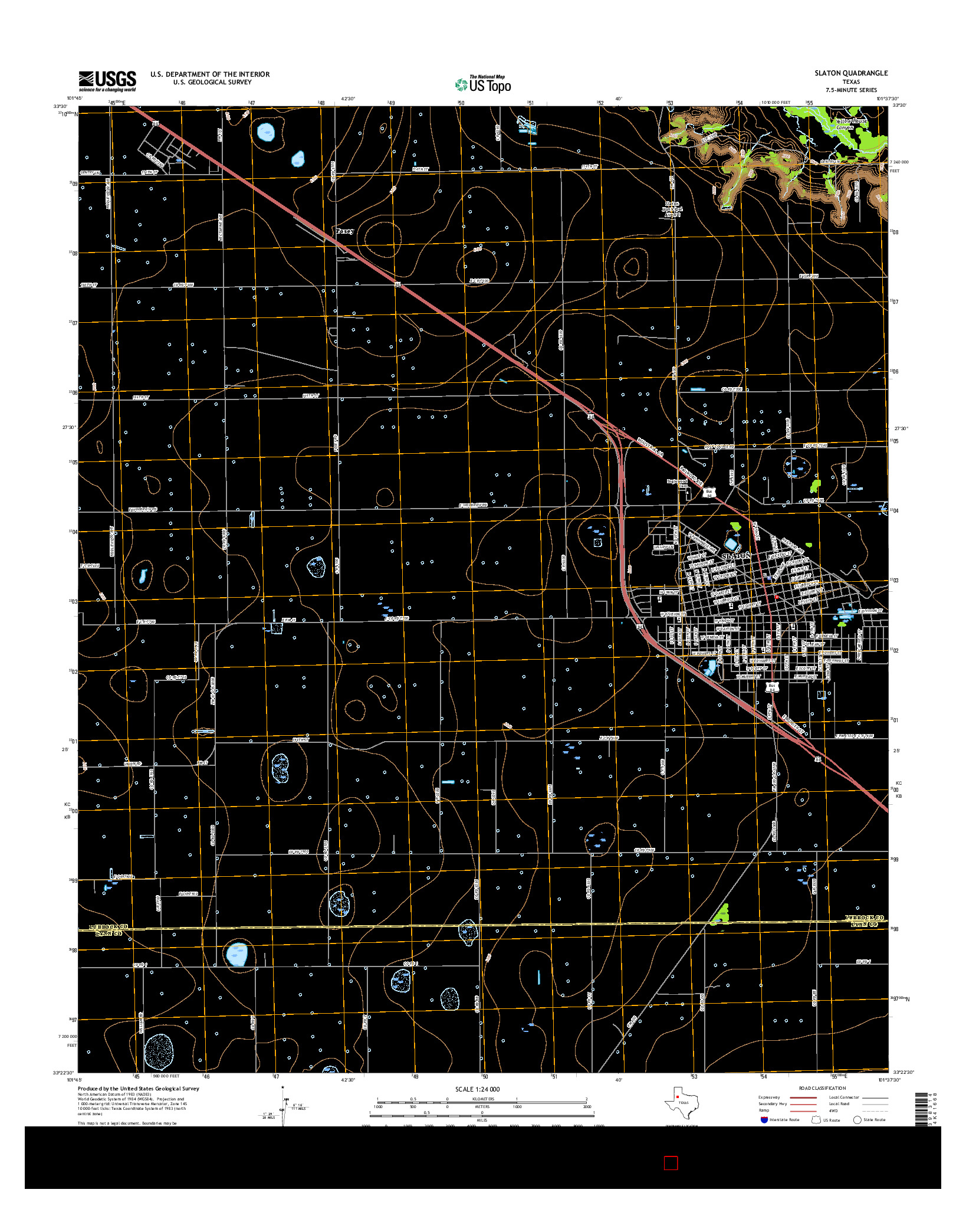 USGS US TOPO 7.5-MINUTE MAP FOR SLATON, TX 2016
