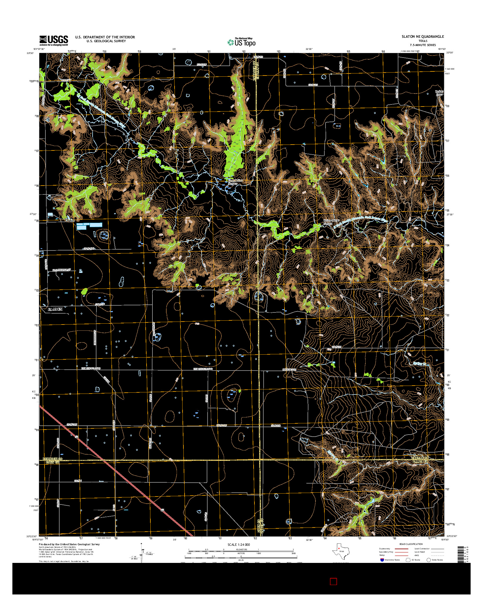 USGS US TOPO 7.5-MINUTE MAP FOR SLATON NE, TX 2016