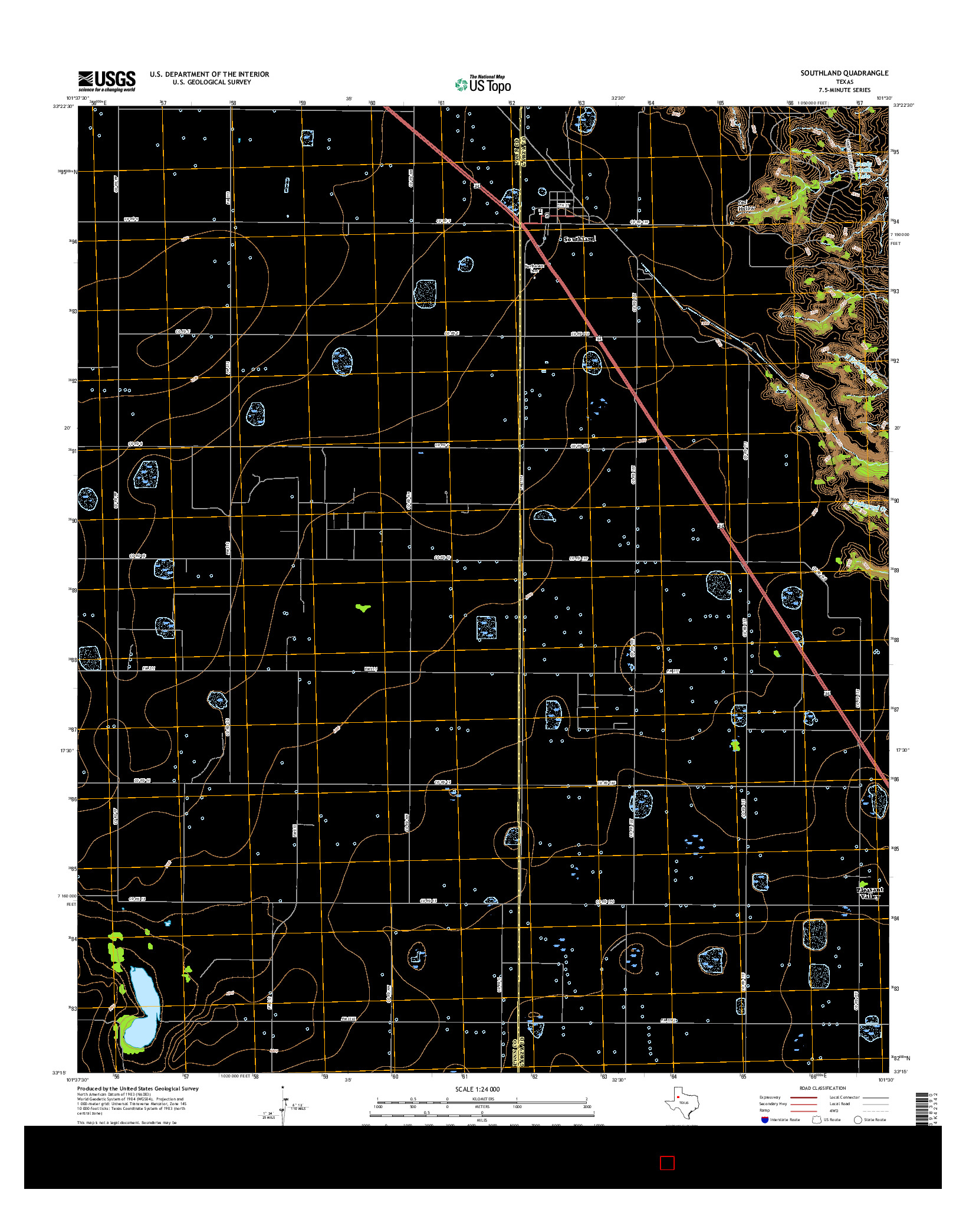 USGS US TOPO 7.5-MINUTE MAP FOR SOUTHLAND, TX 2016