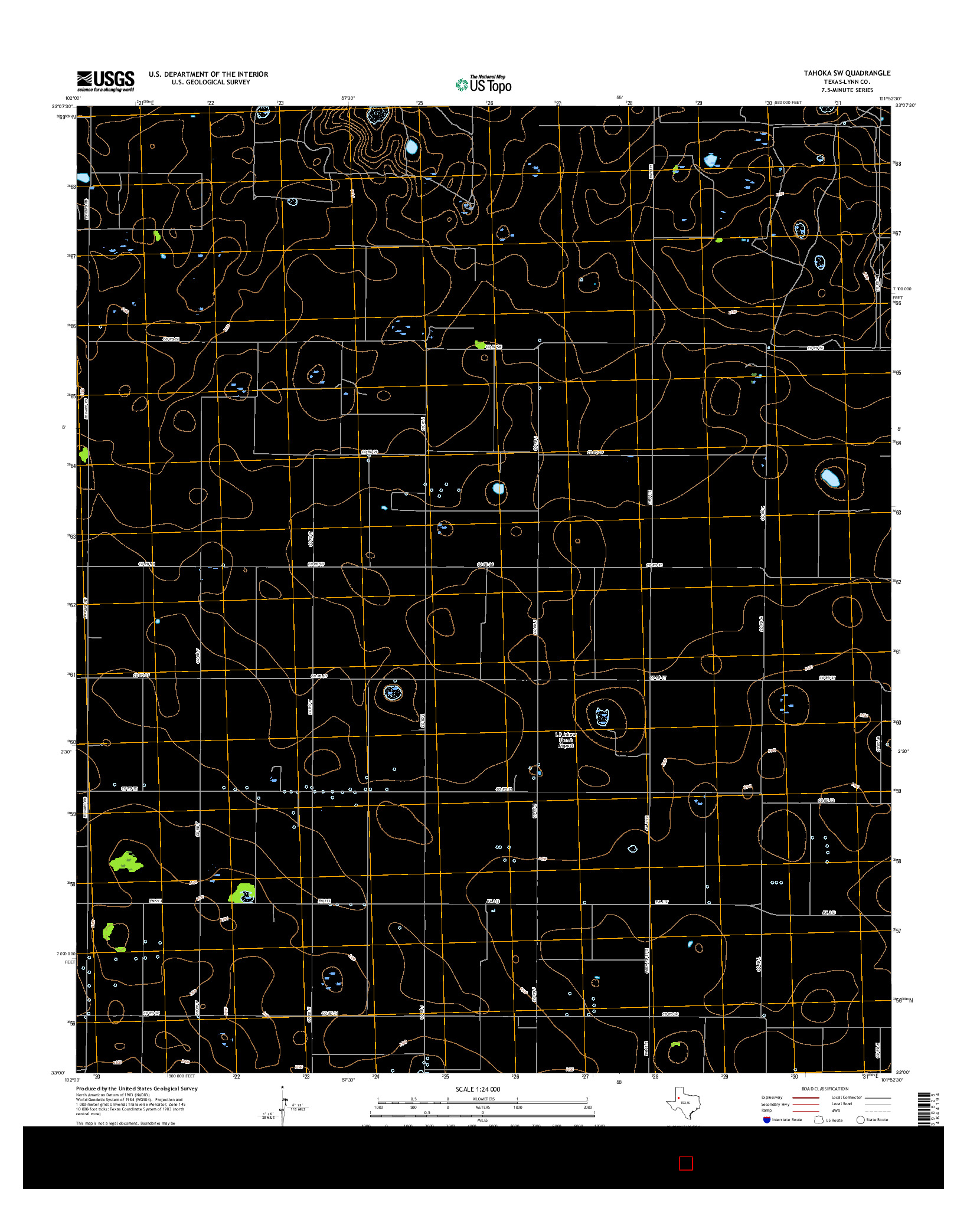 USGS US TOPO 7.5-MINUTE MAP FOR TAHOKA SW, TX 2016