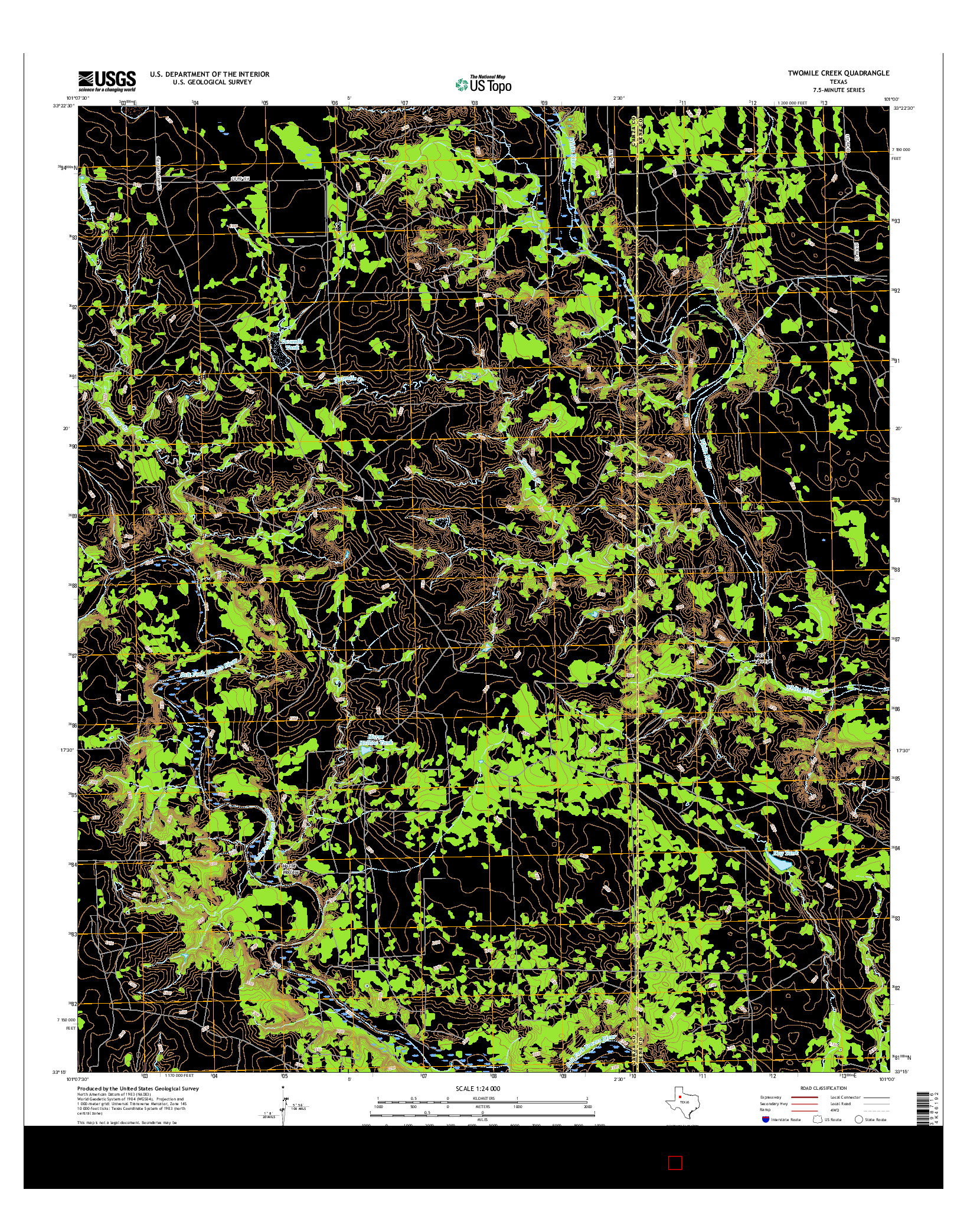 USGS US TOPO 7.5-MINUTE MAP FOR TWOMILE CREEK, TX 2016