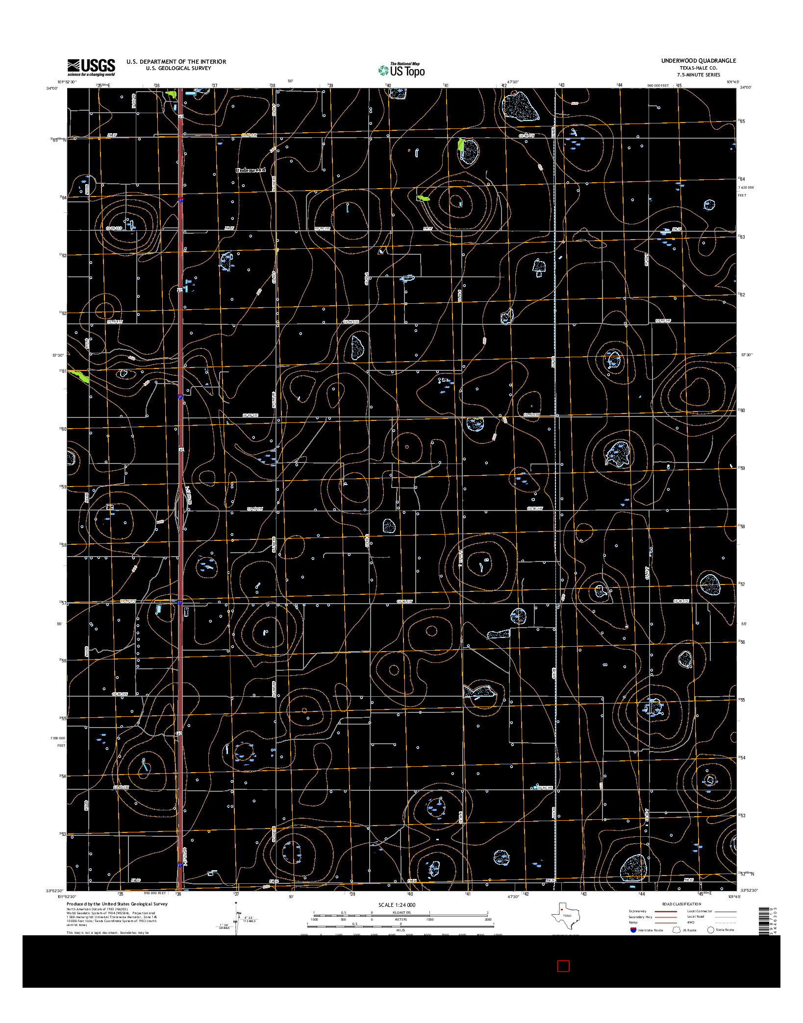 USGS US TOPO 7.5-MINUTE MAP FOR UNDERWOOD, TX 2016