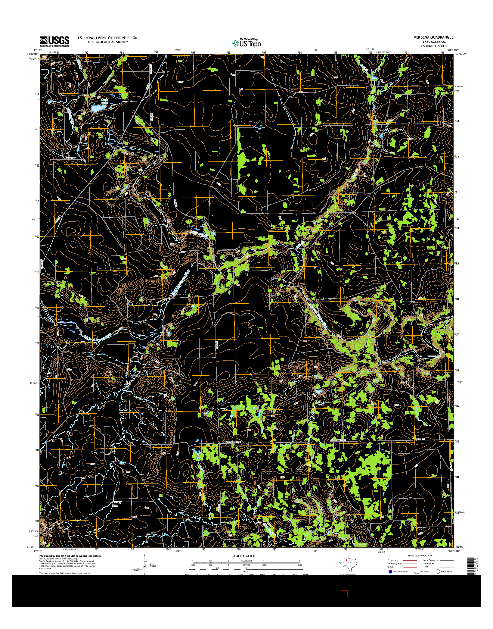 USGS US TOPO 7.5-MINUTE MAP FOR VERBENA, TX 2016