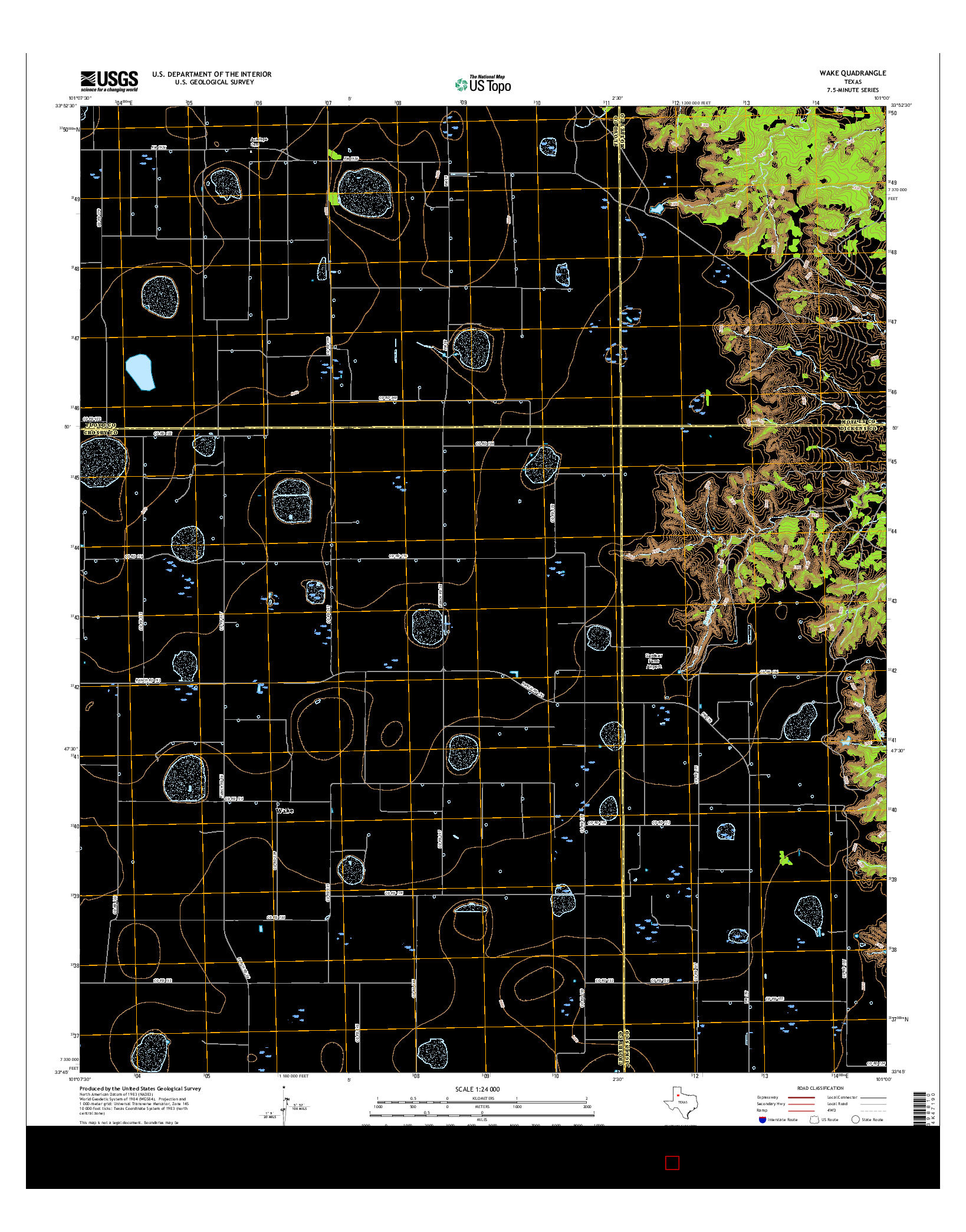 USGS US TOPO 7.5-MINUTE MAP FOR WAKE, TX 2016