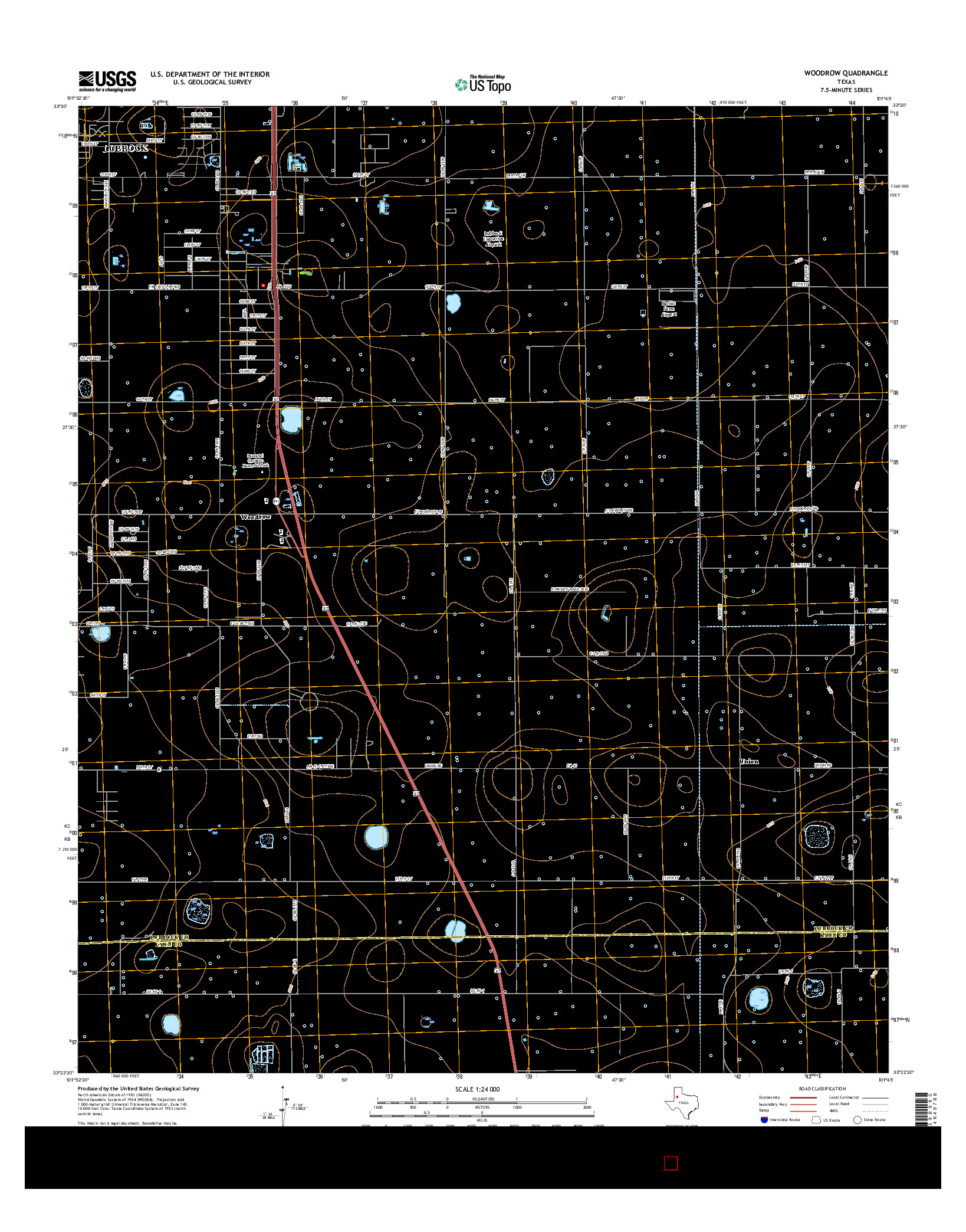 USGS US TOPO 7.5-MINUTE MAP FOR WOODROW, TX 2016