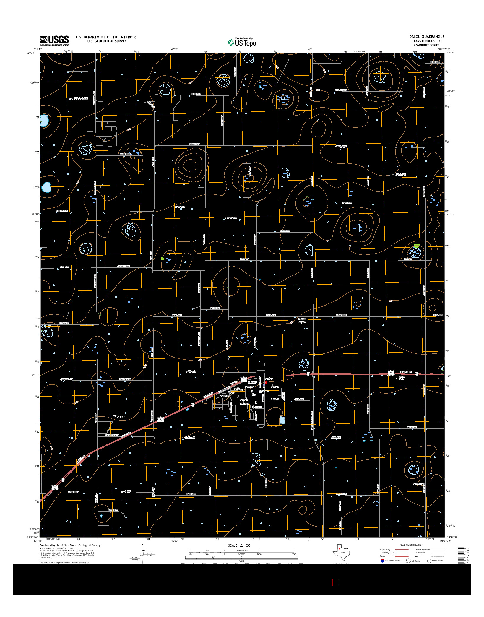 USGS US TOPO 7.5-MINUTE MAP FOR IDALOU, TX 2016