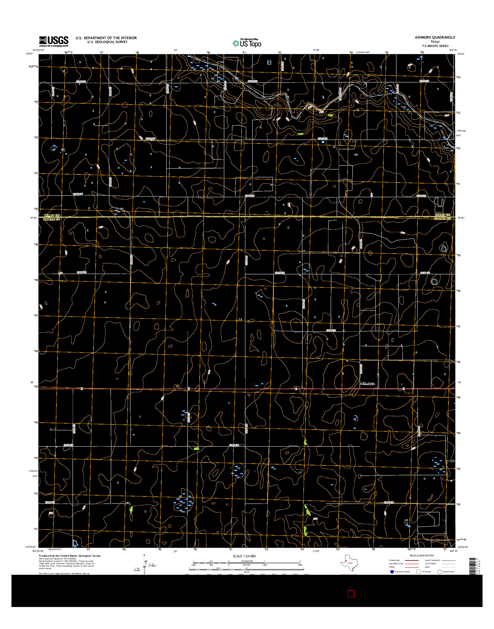 USGS US TOPO 7.5-MINUTE MAP FOR ASHMORE, TX 2016