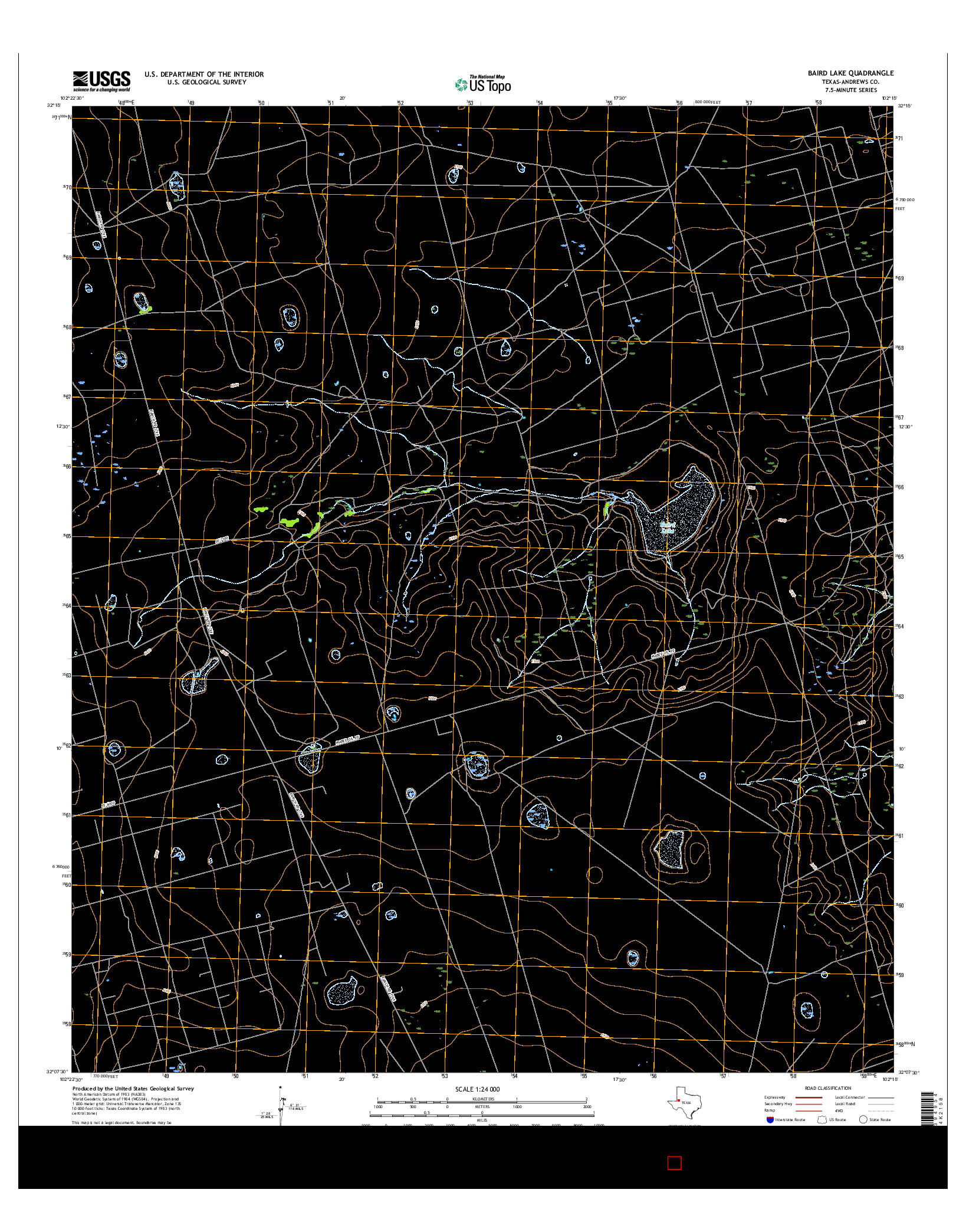 USGS US TOPO 7.5-MINUTE MAP FOR BAIRD LAKE, TX 2016