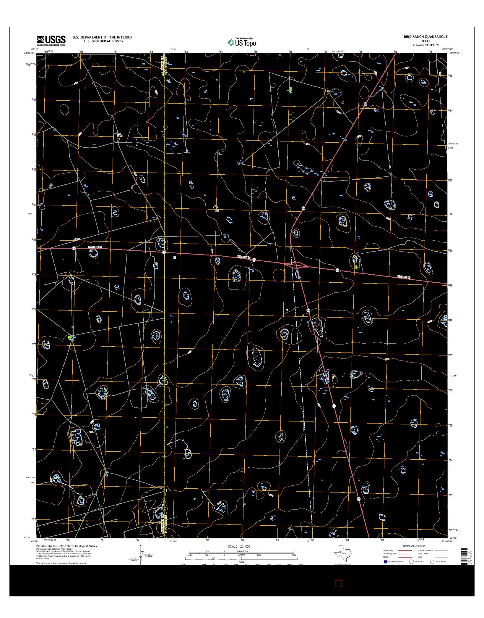 USGS US TOPO 7.5-MINUTE MAP FOR BIRD RANCH, TX 2016