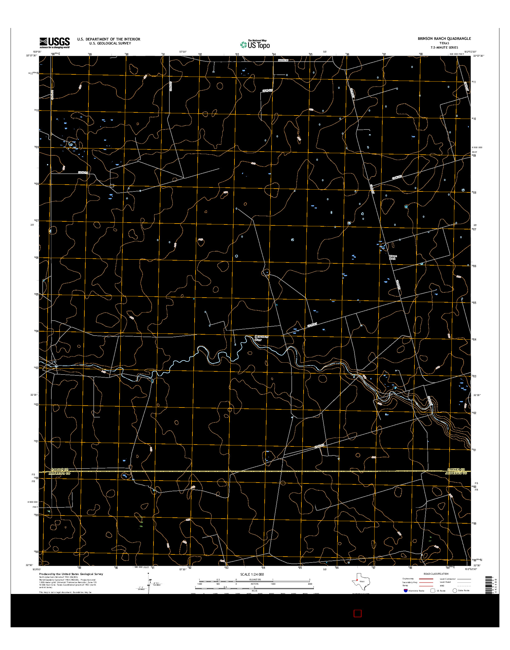 USGS US TOPO 7.5-MINUTE MAP FOR BRINSON RANCH, TX 2016