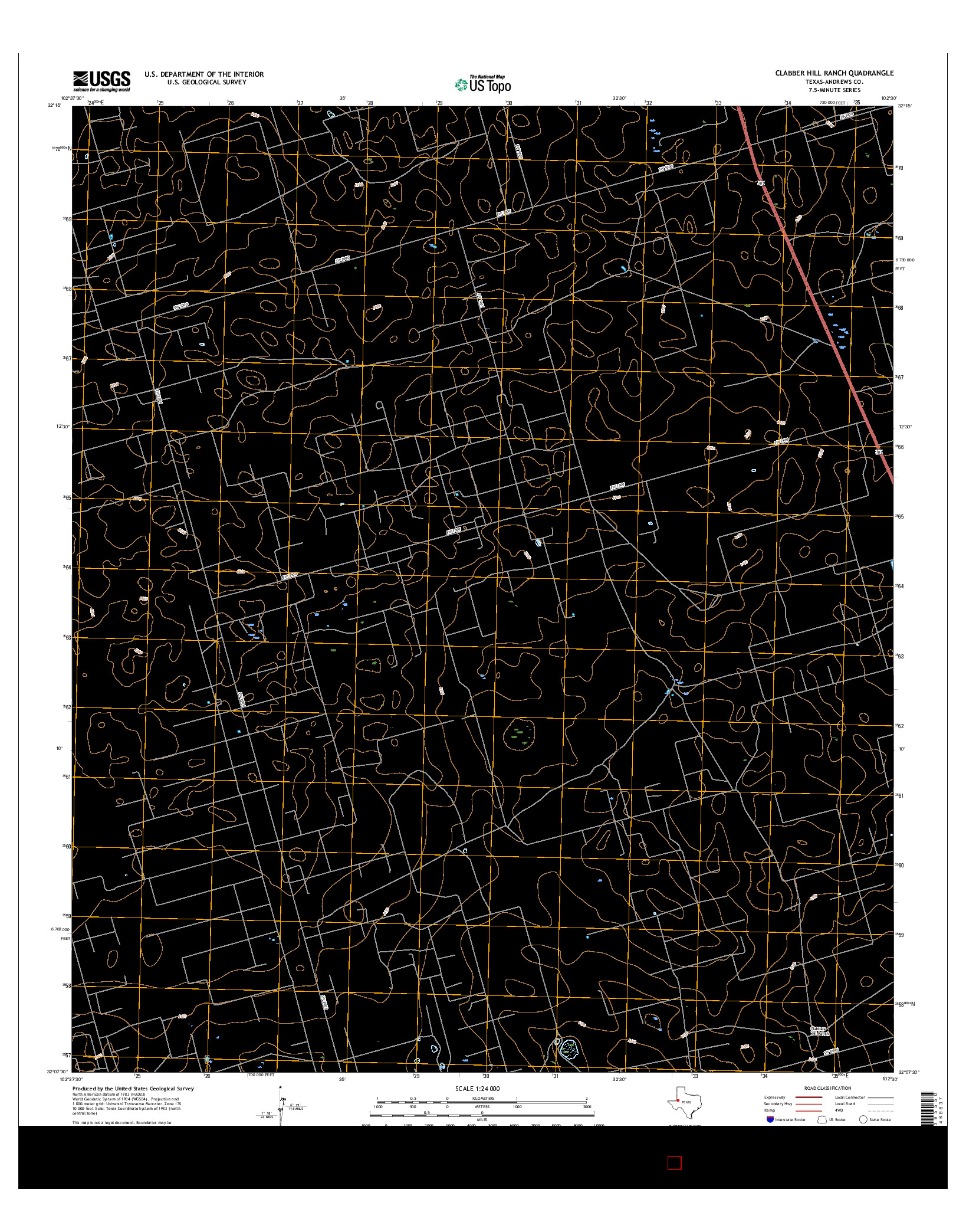 USGS US TOPO 7.5-MINUTE MAP FOR CLABBER HILL RANCH, TX 2016