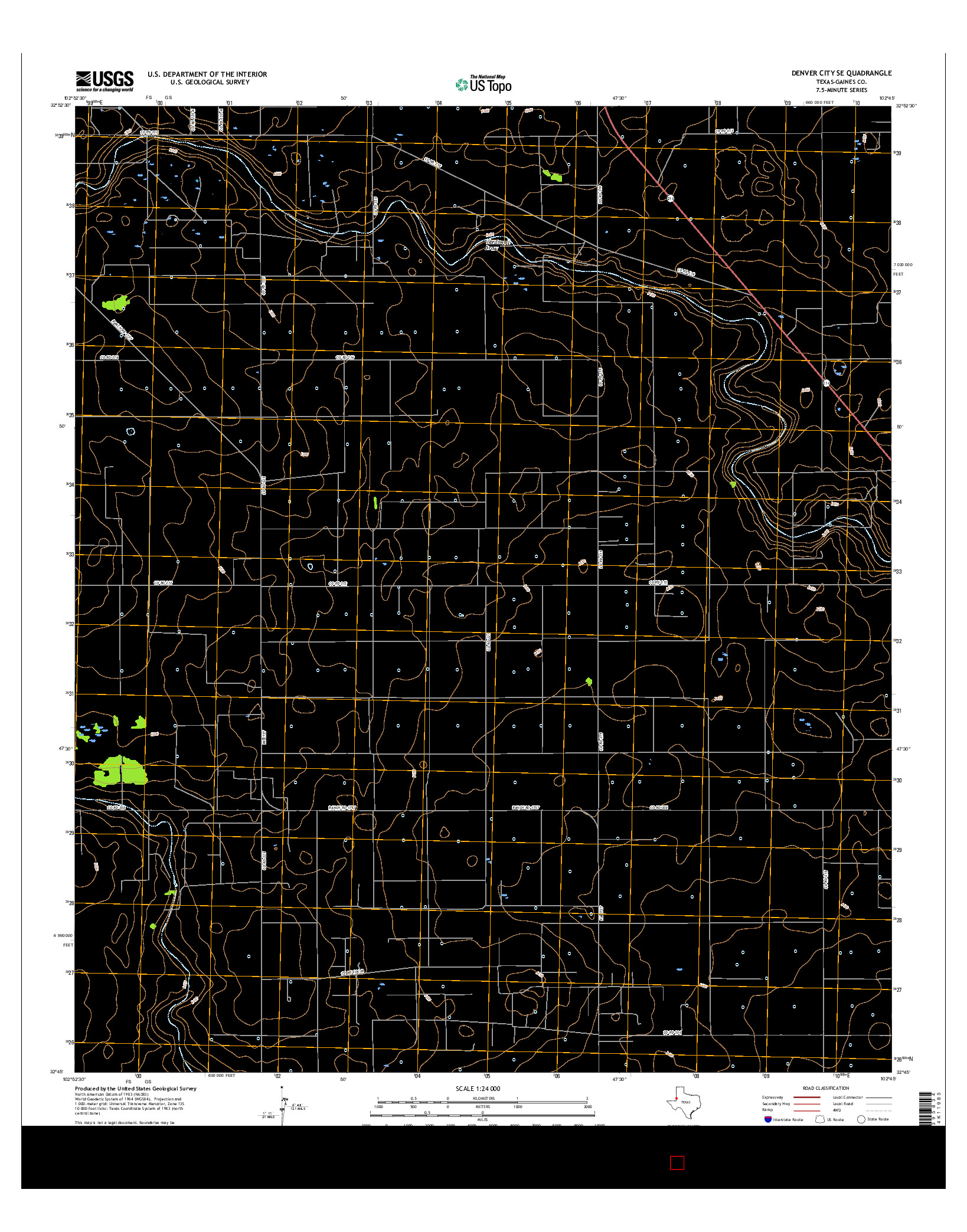 USGS US TOPO 7.5-MINUTE MAP FOR DENVER CITY SE, TX 2016