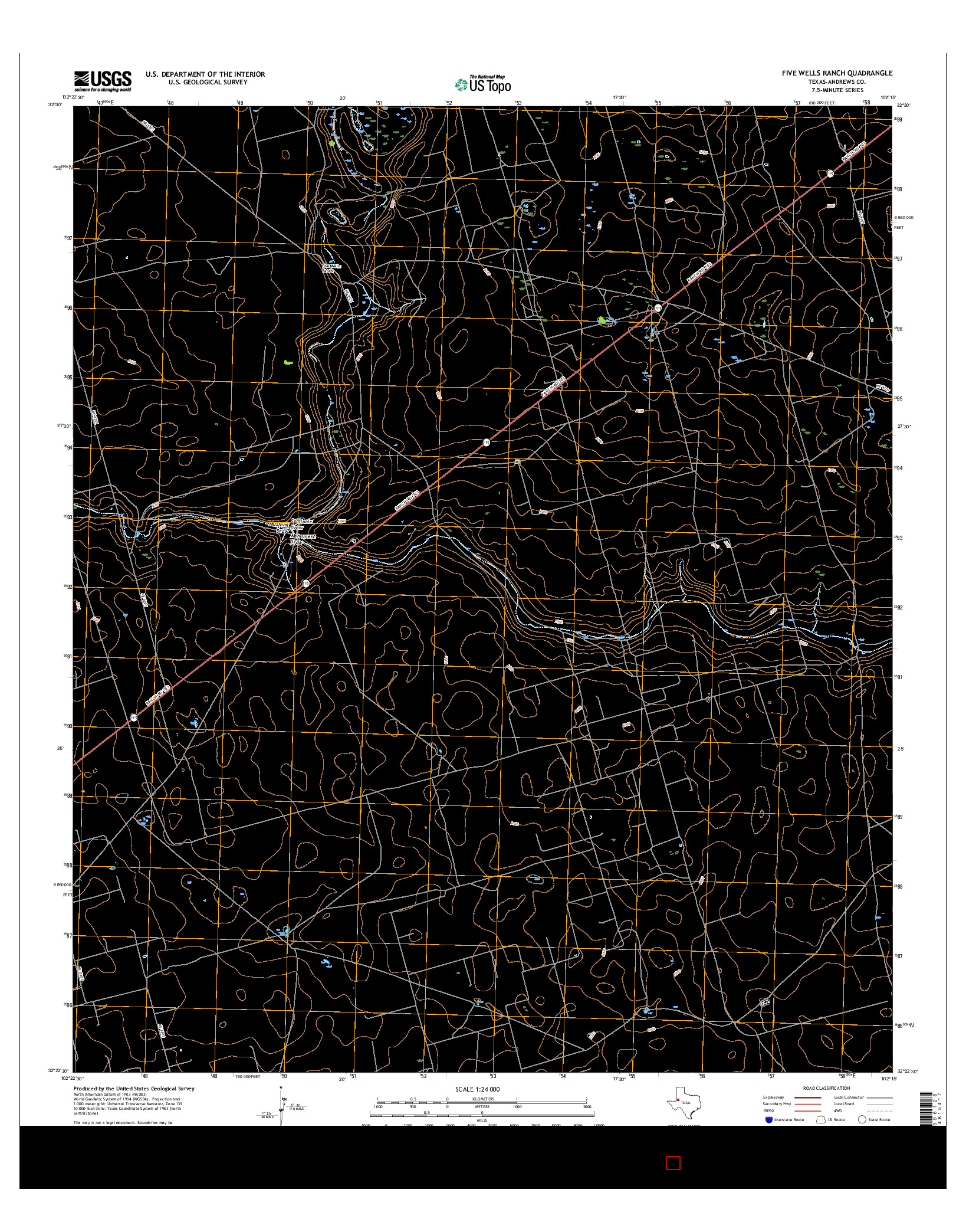 USGS US TOPO 7.5-MINUTE MAP FOR FIVE WELLS RANCH, TX 2016