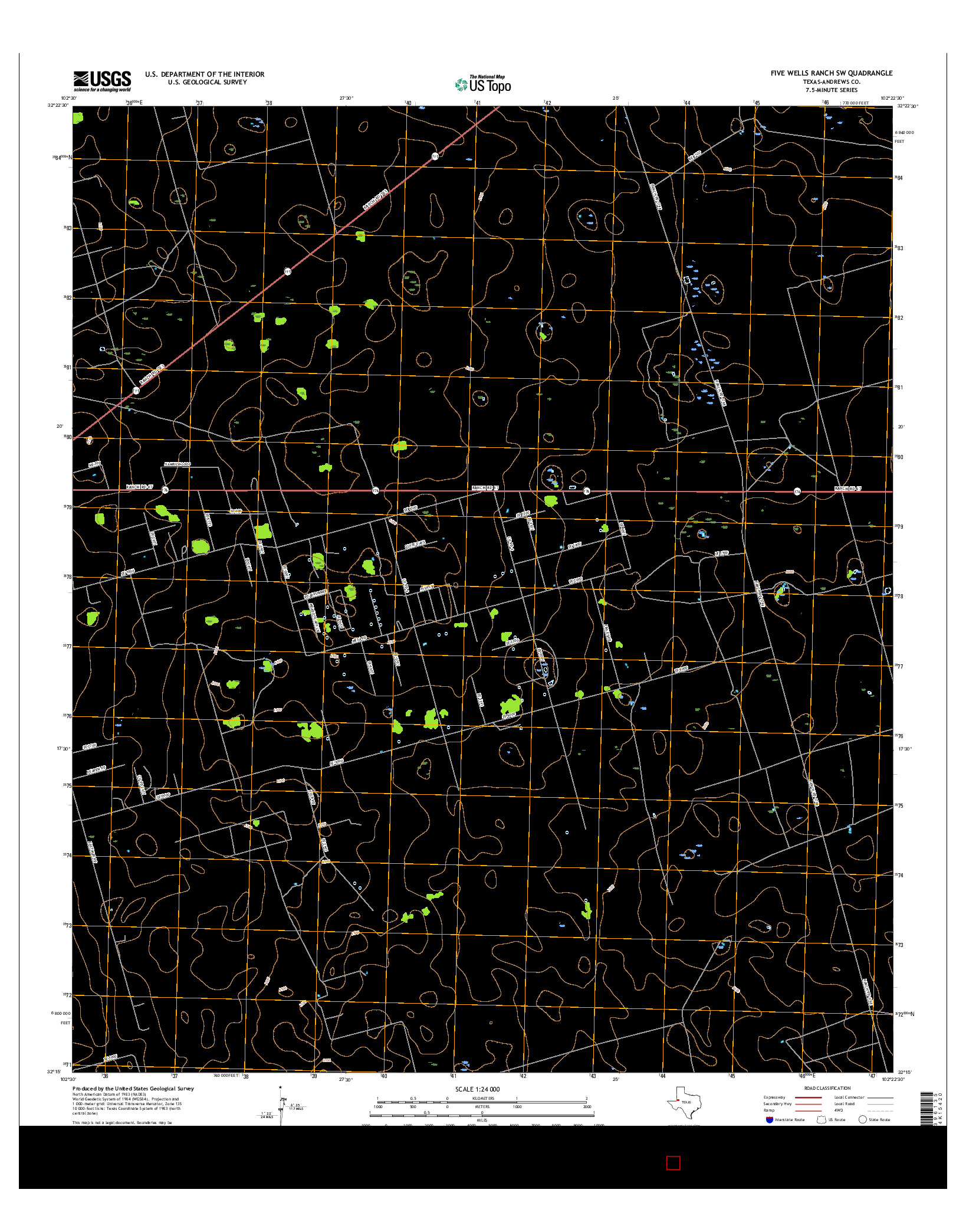 USGS US TOPO 7.5-MINUTE MAP FOR FIVE WELLS RANCH SW, TX 2016