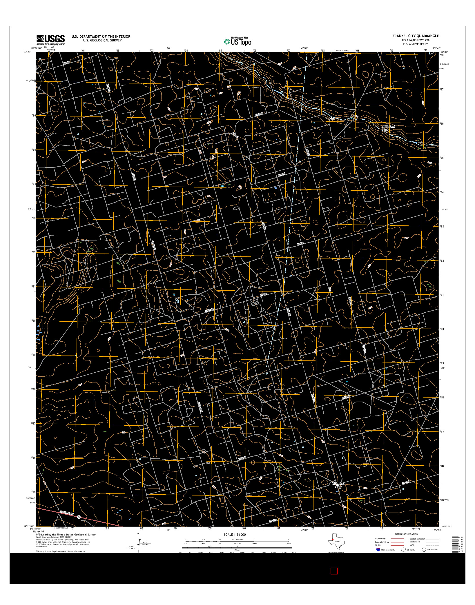 USGS US TOPO 7.5-MINUTE MAP FOR FRANKEL CITY, TX 2016