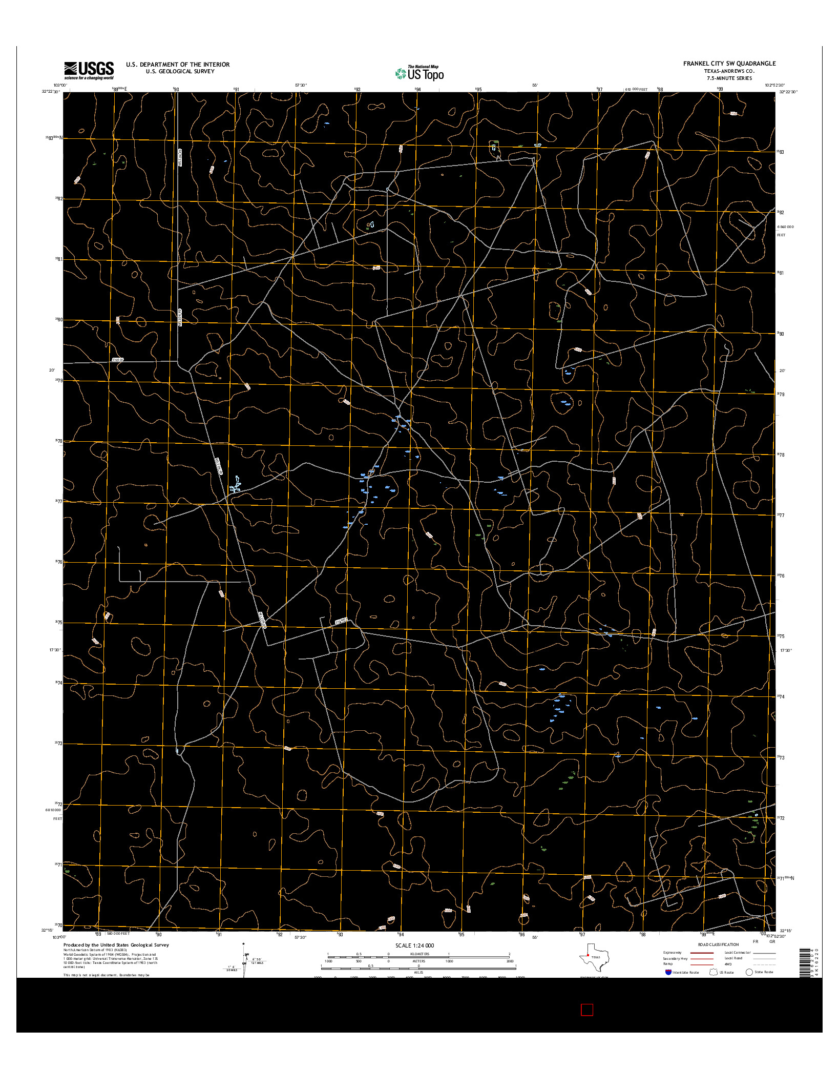 USGS US TOPO 7.5-MINUTE MAP FOR FRANKEL CITY SW, TX 2016