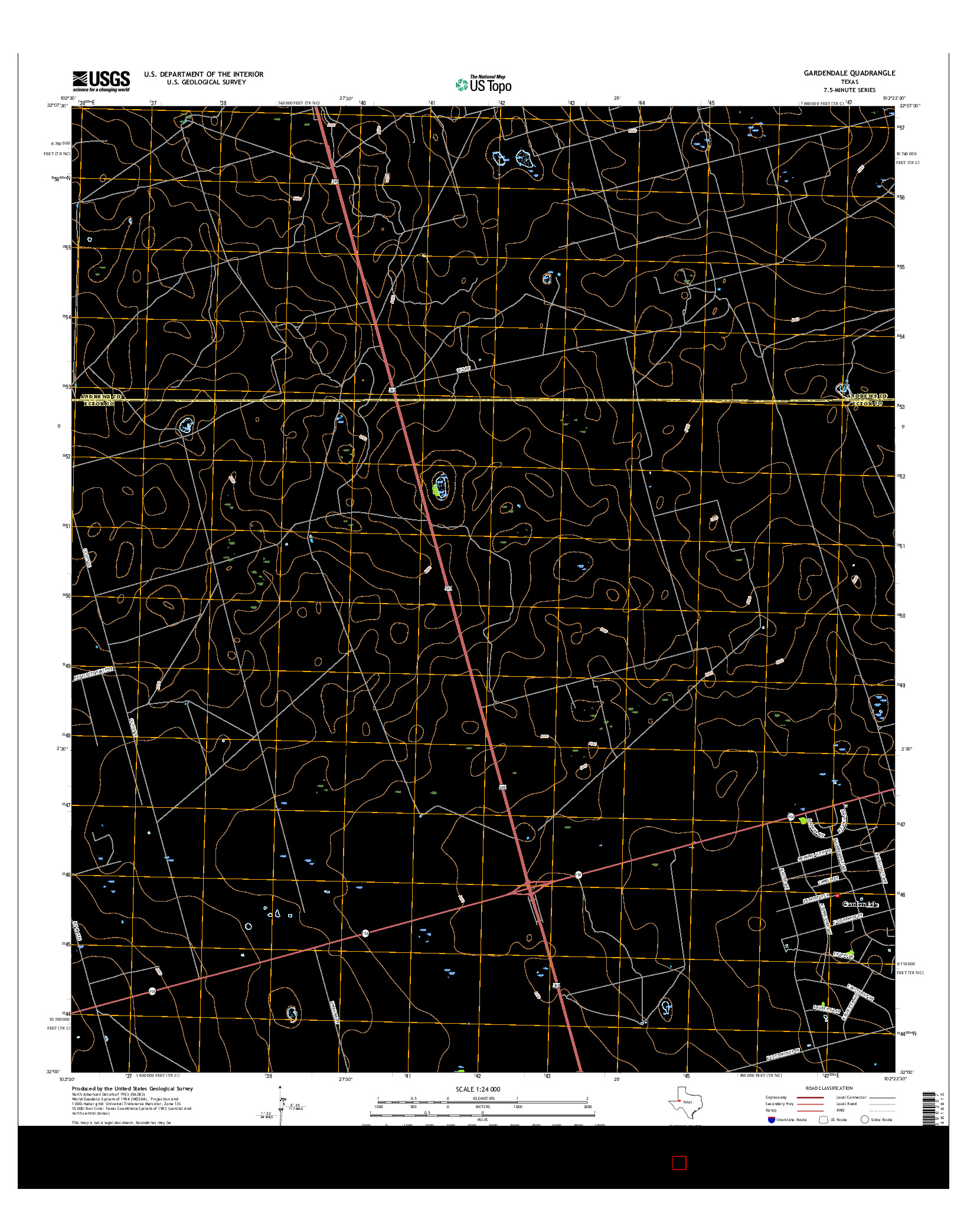 USGS US TOPO 7.5-MINUTE MAP FOR GARDENDALE, TX 2016